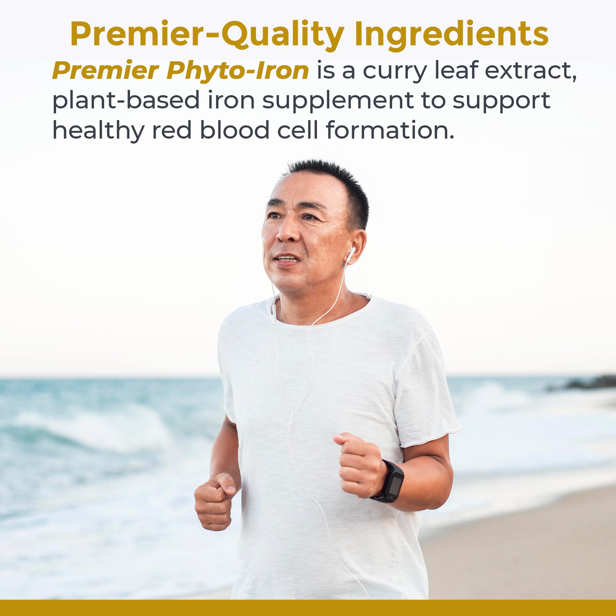 Premier Research Labs Phyto-Iron - Plant Based Iron for Men & Women for Blood Support, Curry Leaves Supplement, Iron Supplements, Non-Heme Iron, 18mg Iron Per Serving - 120 Vegetarian Capsules Premier Research Labs Au supplements