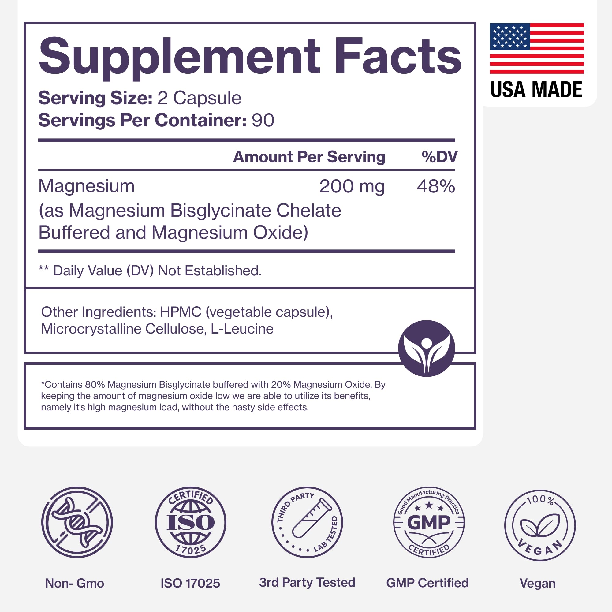 Pure Magnesium Glycinate Supplement – Highly Absorbable Chelated Magnesium to Support Sleep, Muscle & Nerve Health, Energy, Relaxation & Bone Health