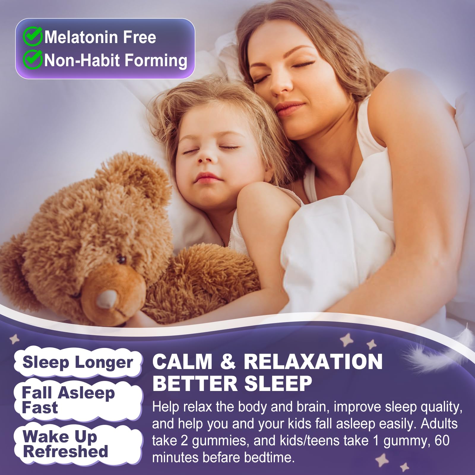 Magnesium Glycinate Gummies 500mg/250mg for Adults Kids Teens, Sugar Free Magnesium Calm Sleep Aid, Kids Sleep Gummies with L-Theanine Glycine B6 for Sleep, Calm, Muscle,Relax Brain,No Melatonin,2Pack ELLAMENTZ Au supplements