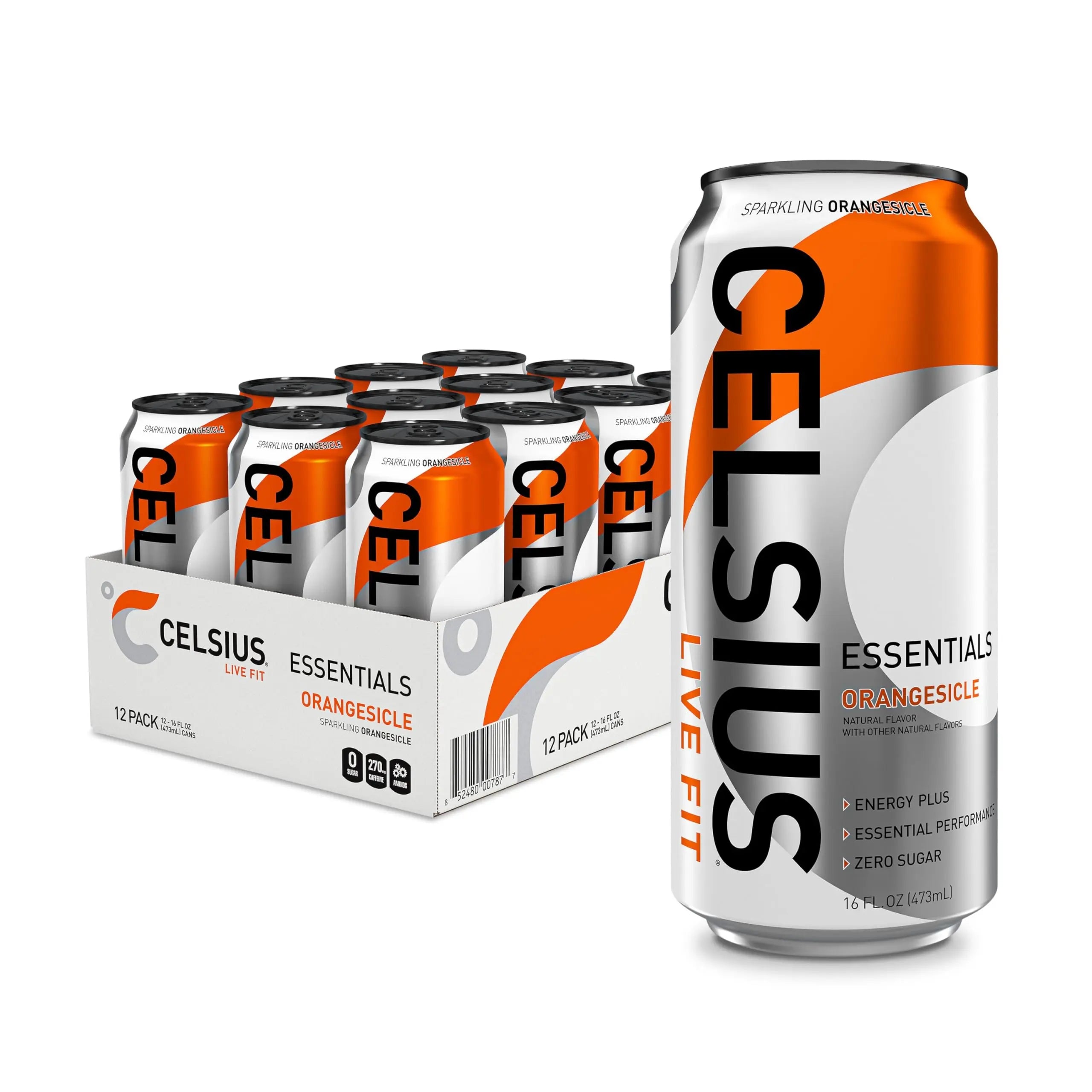 CELSIUS ESSENTIALS, Sparkling Orangesicle, Performance Energy Drink 16 Fl Oz (Pack of 12) CELSIUS Au supplements
