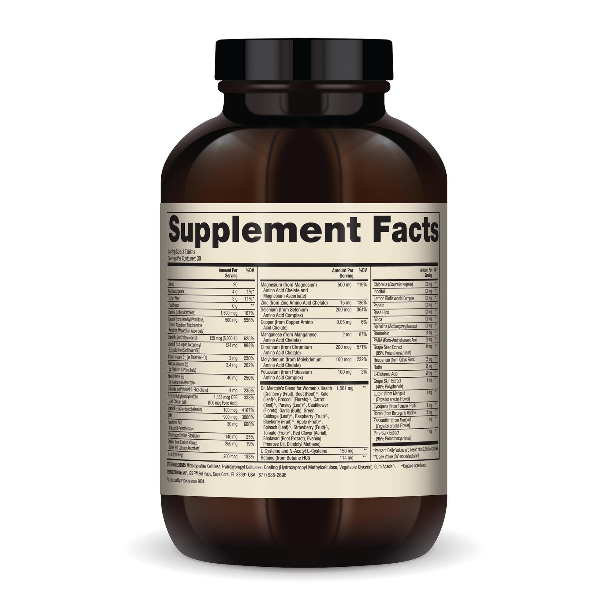 Dr. Mercola Whole-Food Complex for Women - with Added Multivitamin Plus Vital Minerals - Supports Energy & Cellular Health - Non-GMO, Gluten-Free & Soy-Free - 240 Tablets (30 Servings) Dr. Mercola Au supplements