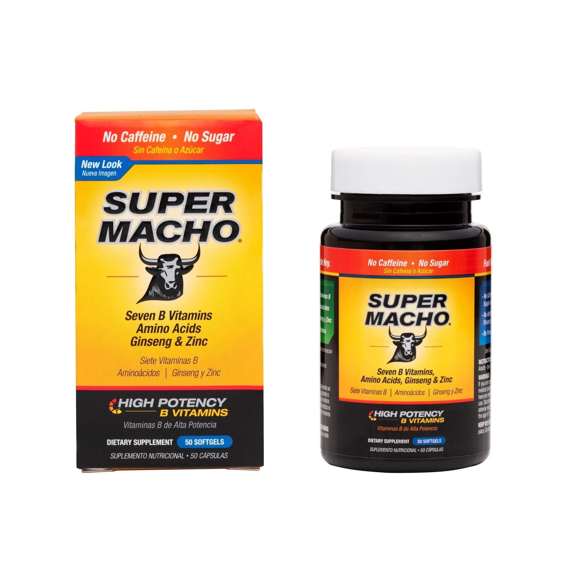 Super Macho Dietary Supplement with High Potency Zinc & 7 B Vitamins, No Preservatives, Sugar or Caffeine, Made in USA, 50 Softgels (3 Pack) Super Macho Au supplements