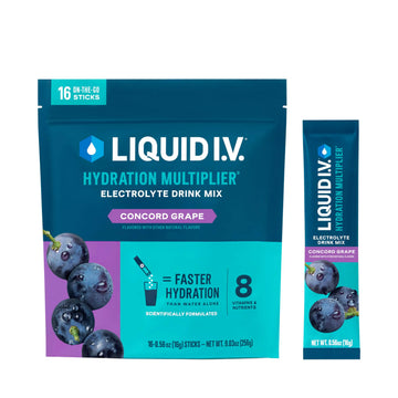 Liquid I.V.® Hydration Multiplier - Concord Grape | Electrolyte Powder Drink Mix | 1 Pack (16 Servings) Liquid I.V. Au supplements