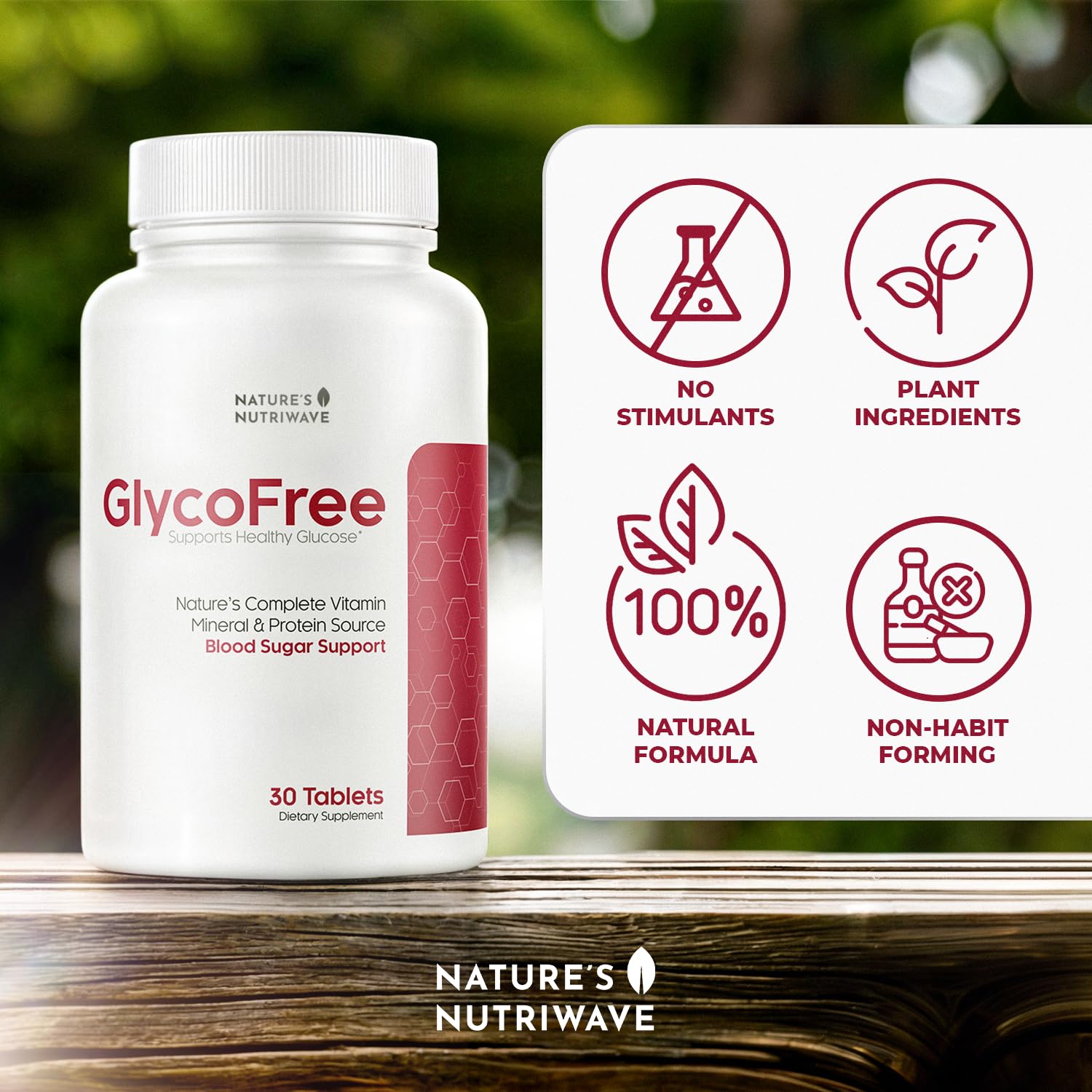 Nature’s NutriWave GLYCOFREE Supplement, Natural Plant-Based Blend with Berberine, Bitter Melon, Cinnamon, Inulin | Non-GMO, Made in USA - 30 Tablets, 3 Month Supply Nature’s NutriWave Au supplements