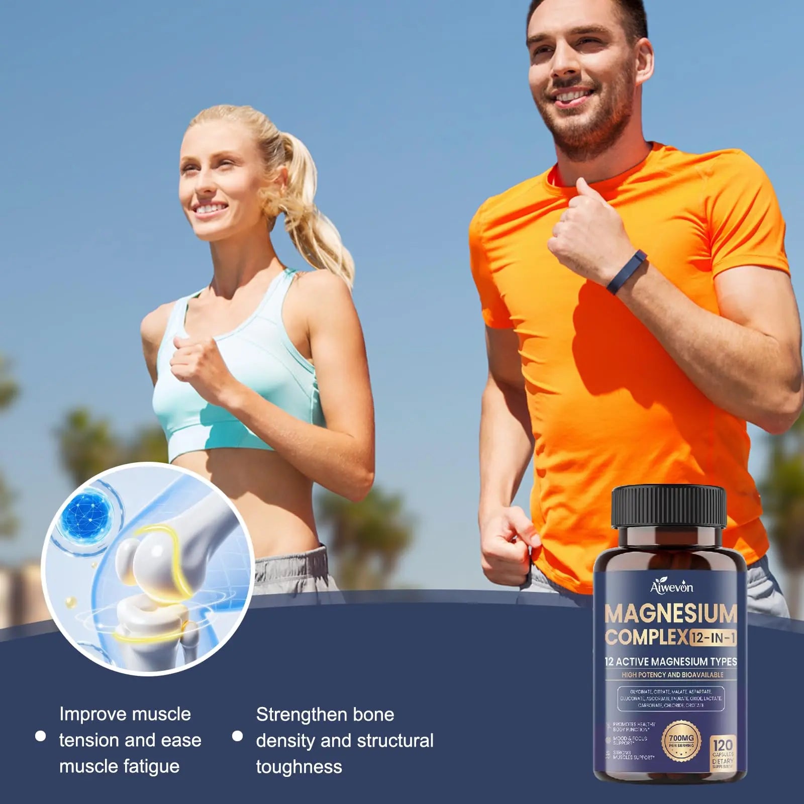 Magnesium Complex 700mg, 12 in 1 Magnesium Supplement with Glycinate, Citrate, Malate, Oxide, Taurate & Orotate, High Absorption Magnesium for Sleep, Muscle, Nerve & Heart Support, Vegan, 120 Capsules Aiwevon Au supplements