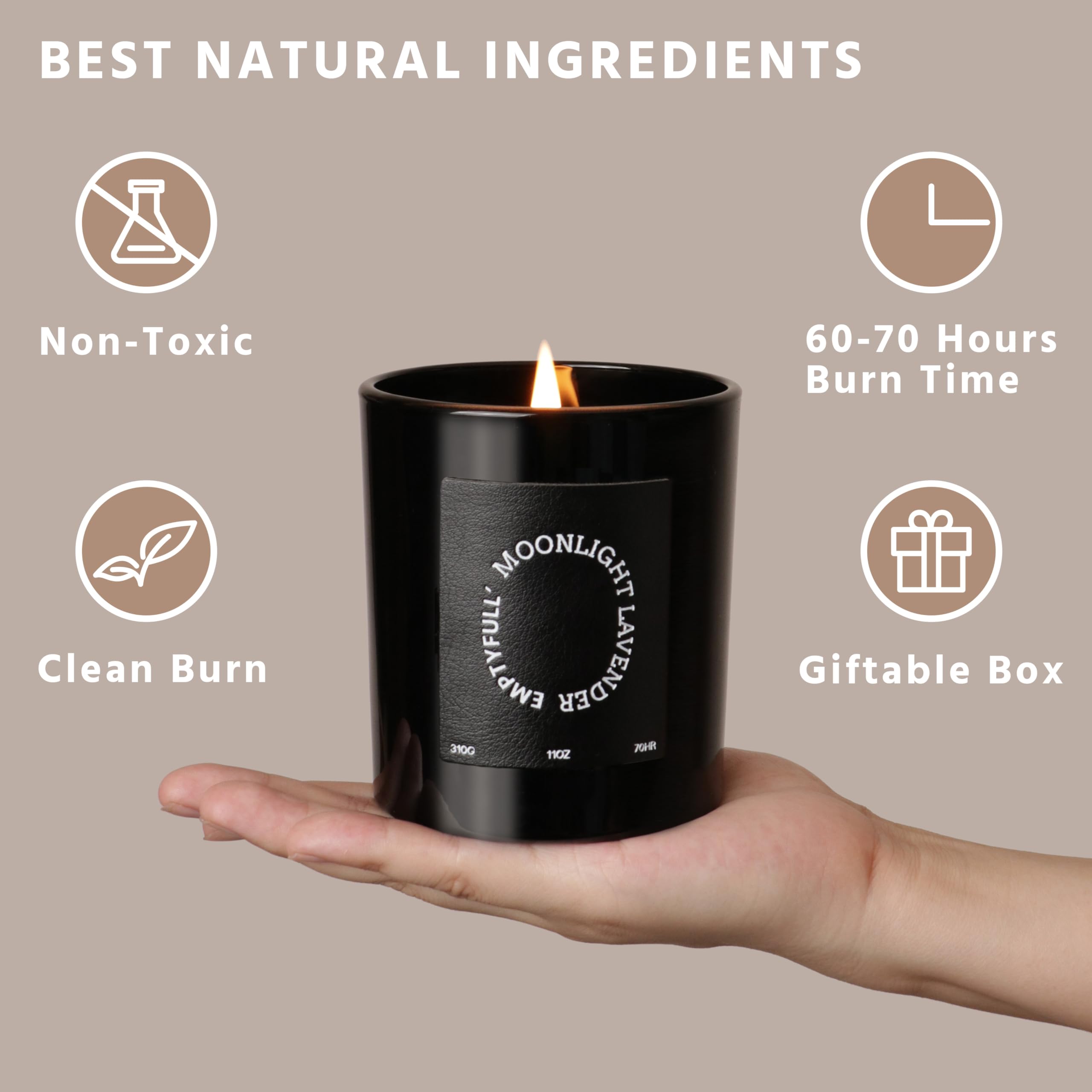 EMPTYFULL Lavender Scented Candles, Wood Wick, 11 oz Large Candle, Natural Soy Candles Emptyfull Au supplements