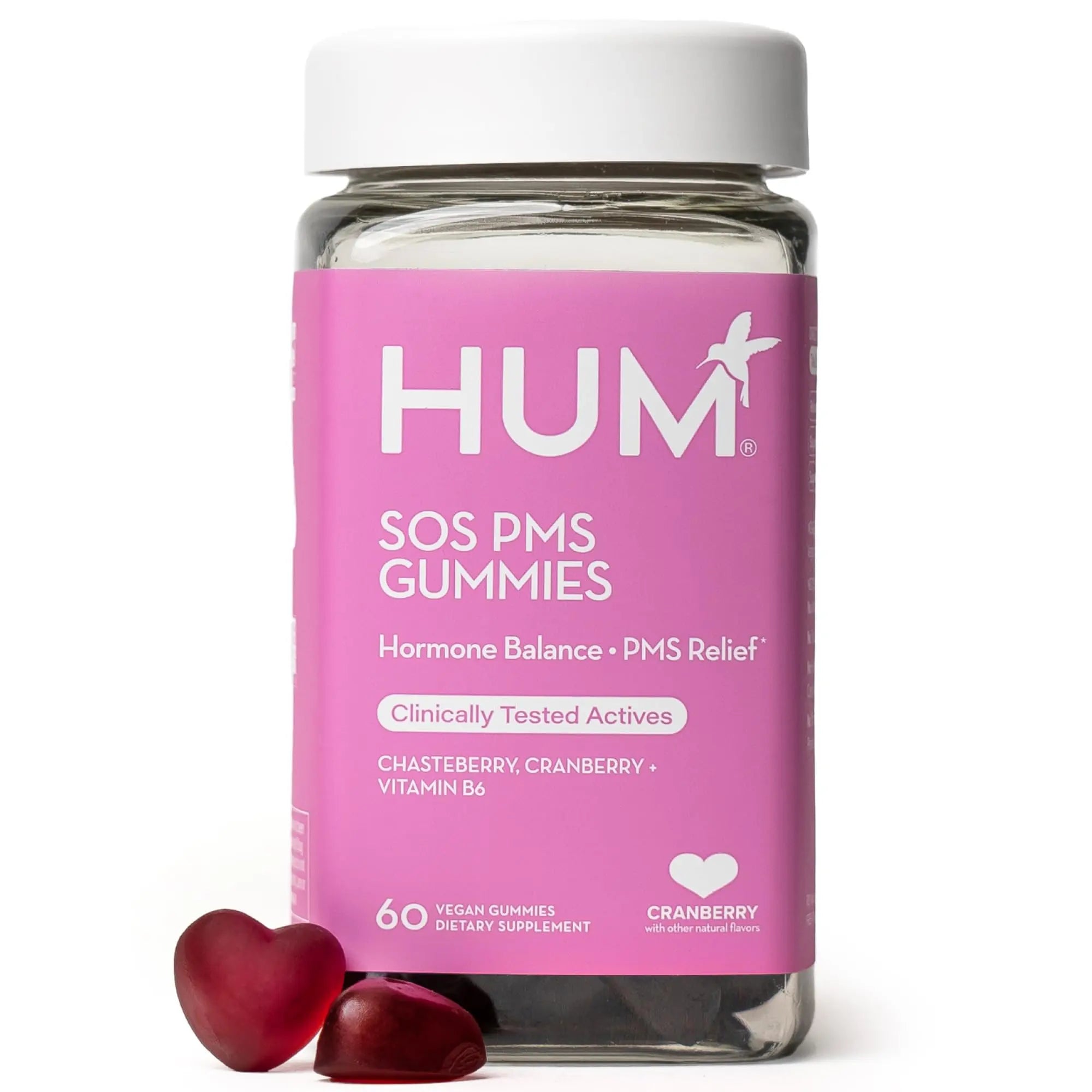 HUM Nutrition SOS PMS Gummies, PMS Support Supplement for Women, Support Cycle Symptoms, Bloating, Hormonal Balance, Includes Vitamin B6, Cranberry & Chasteberry Vitex, Gluten Free, 60 Vegan Gummies HUM Au supplements