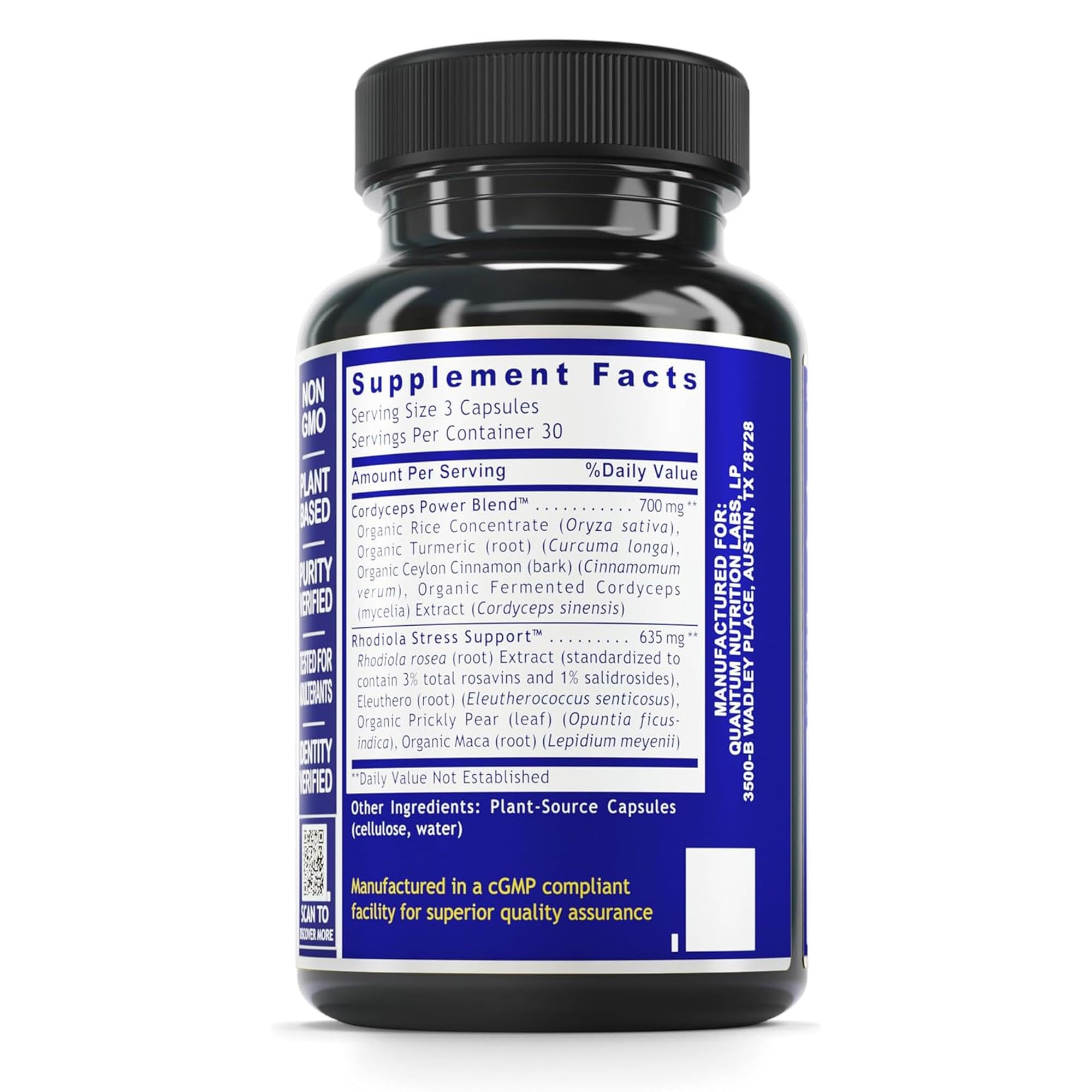 QNL Quantum Fatigue Support - Vegan Rhodiola Rosea Root Supplement, Organic Adaptogen Blend for Occasional Physical & Cognitive Stress - 90 Plant-Based Capsules Quantum Nutrition Au supplements