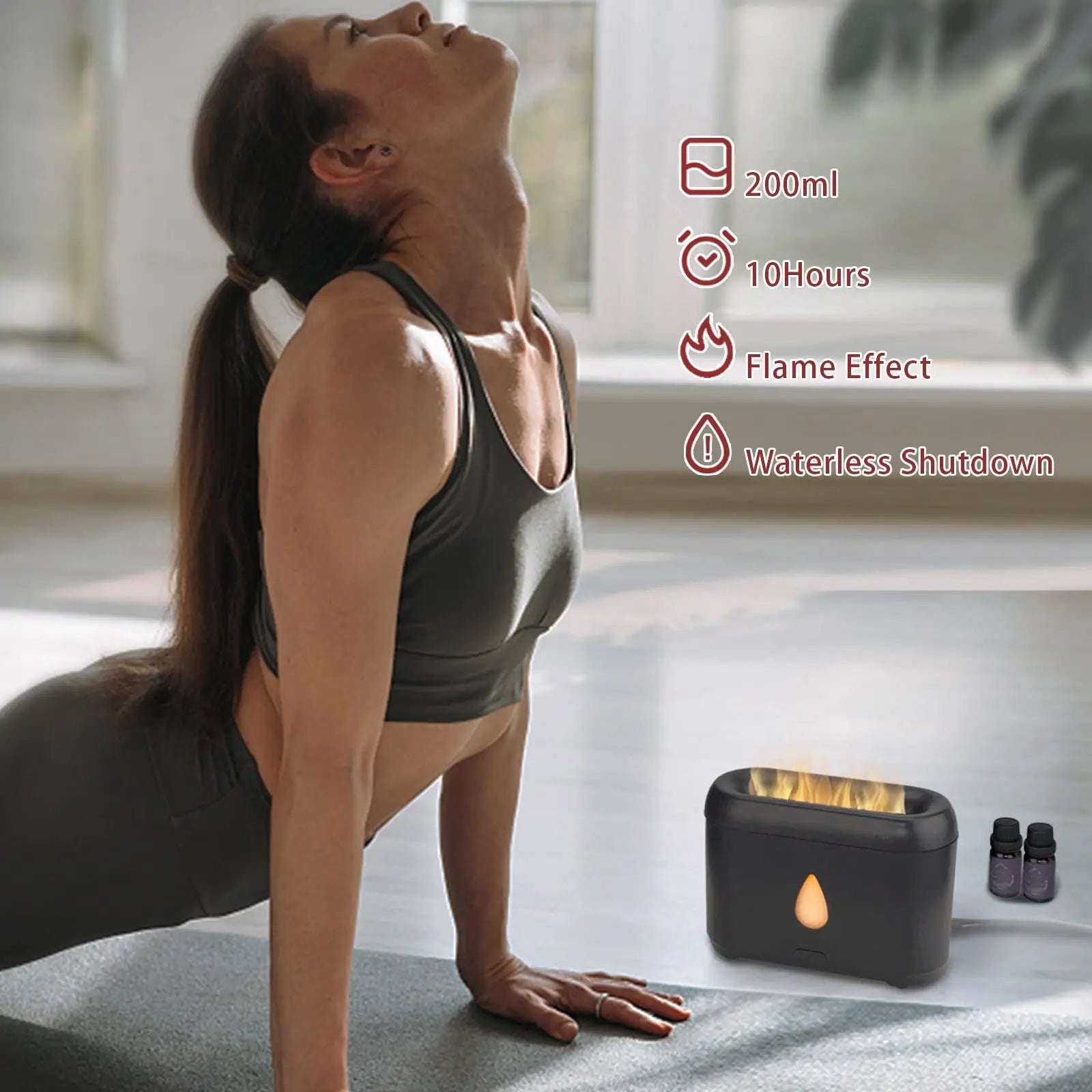 Flame Diffuser for Essential Oils (Black) Phimuezl Au supplements