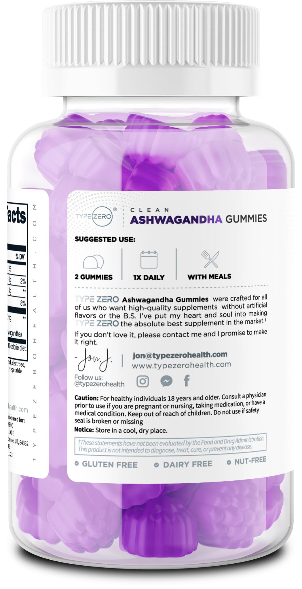 Type Zero Ashwagandha Gummies 60 Gummies for 30 Servings Per Bottle - Ashwagandha Herbal Extract Supplement, Gluten Free, GMO Free Type Zero Au supplements