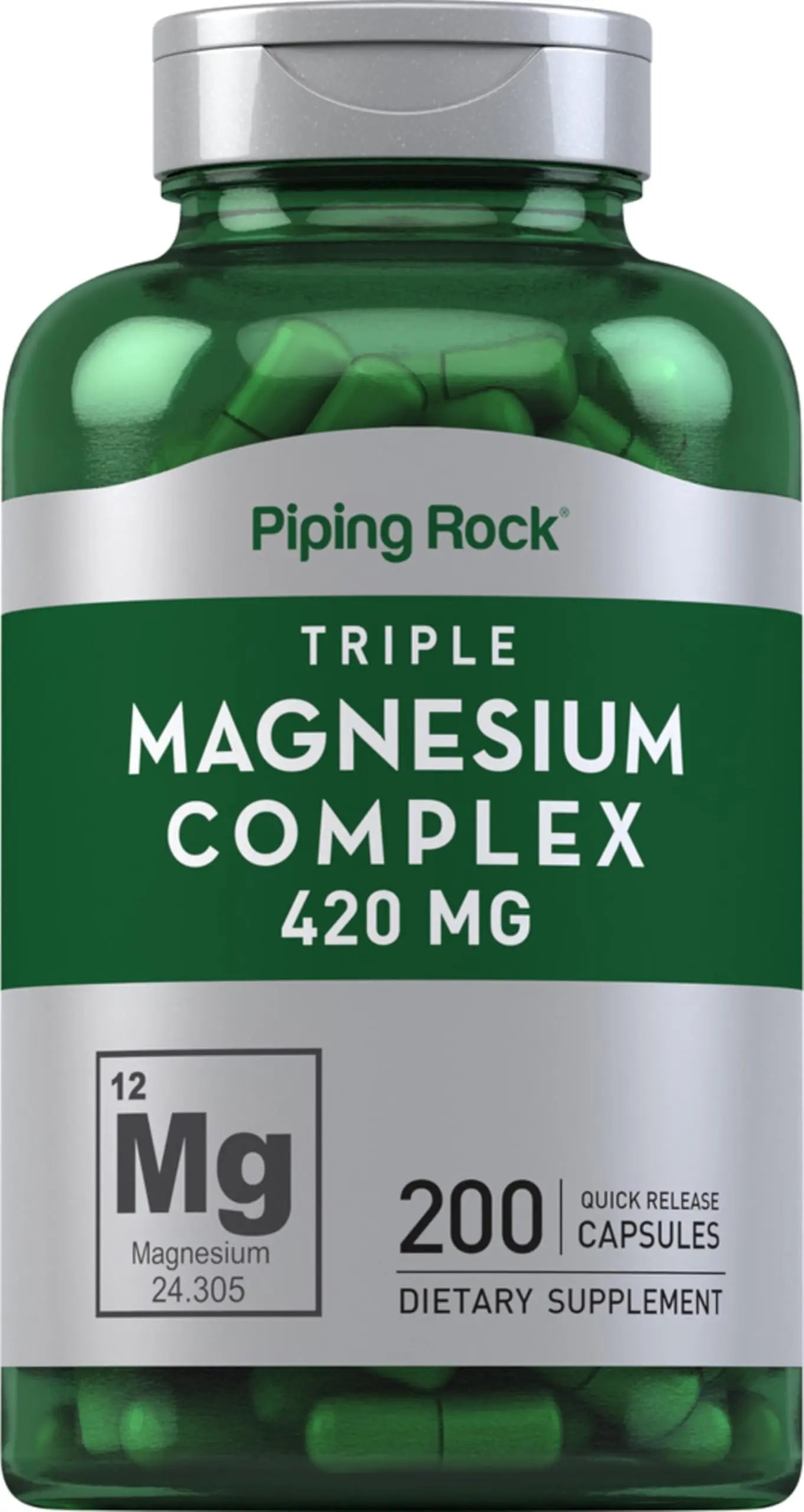Piping Rock Triple Magnesium Complex | 420 mg | 200 Capsules | Magnesium Oxide, Citrate, and Aspartate Supplement | Non-GMO, Gluten Free Piping Rock Au supplements