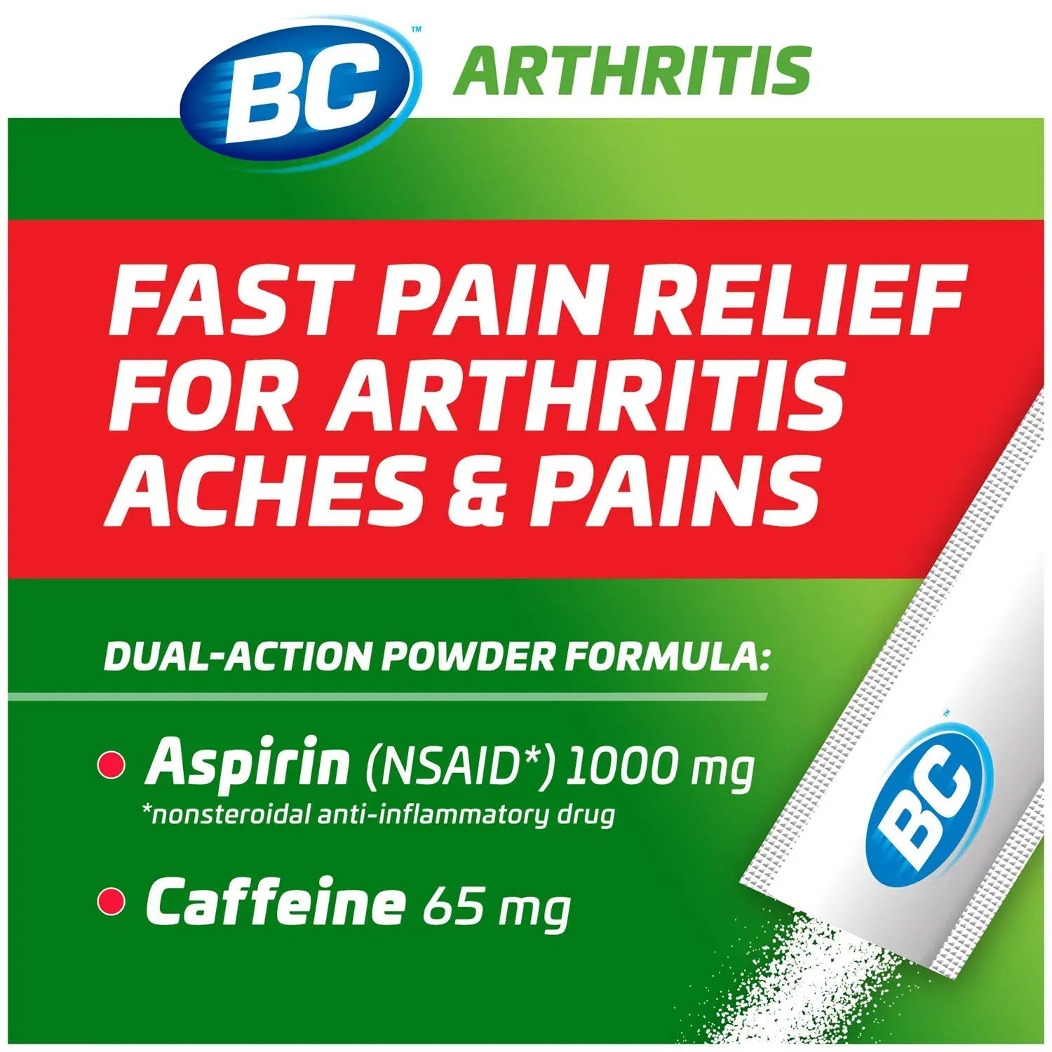 BC Powder Arthritis Pain Reliever, Aspirin Dissolve Packs, 50 Count Powder Packets BC Au supplements