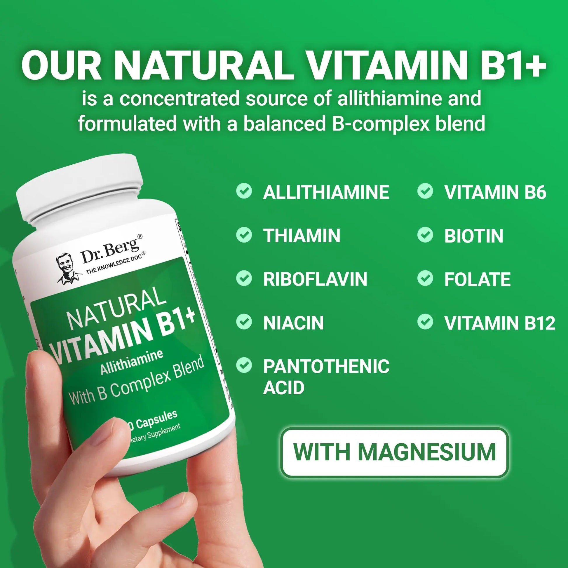 Dr. Berg Natural Vitamin B1 B6 B12 Complex - Allithiamine Vitamin B1 Supplement with 8 Essential Vitamin B Complex for Men & Women Including Thiamin Dr. Berg Nutritionals Au supplements