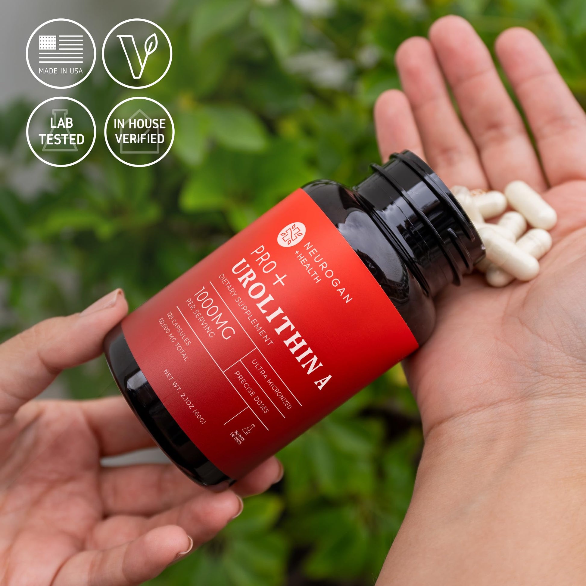 Neurogan Urolithin A PRO Capsules - 1000mg, 120 Ct - Advanced Cellular Health, Post Biotic Supplements - Ultra Micronized Urolithin A Supplement, Sourced from Pomegranate Extract Neurogan Au supplements