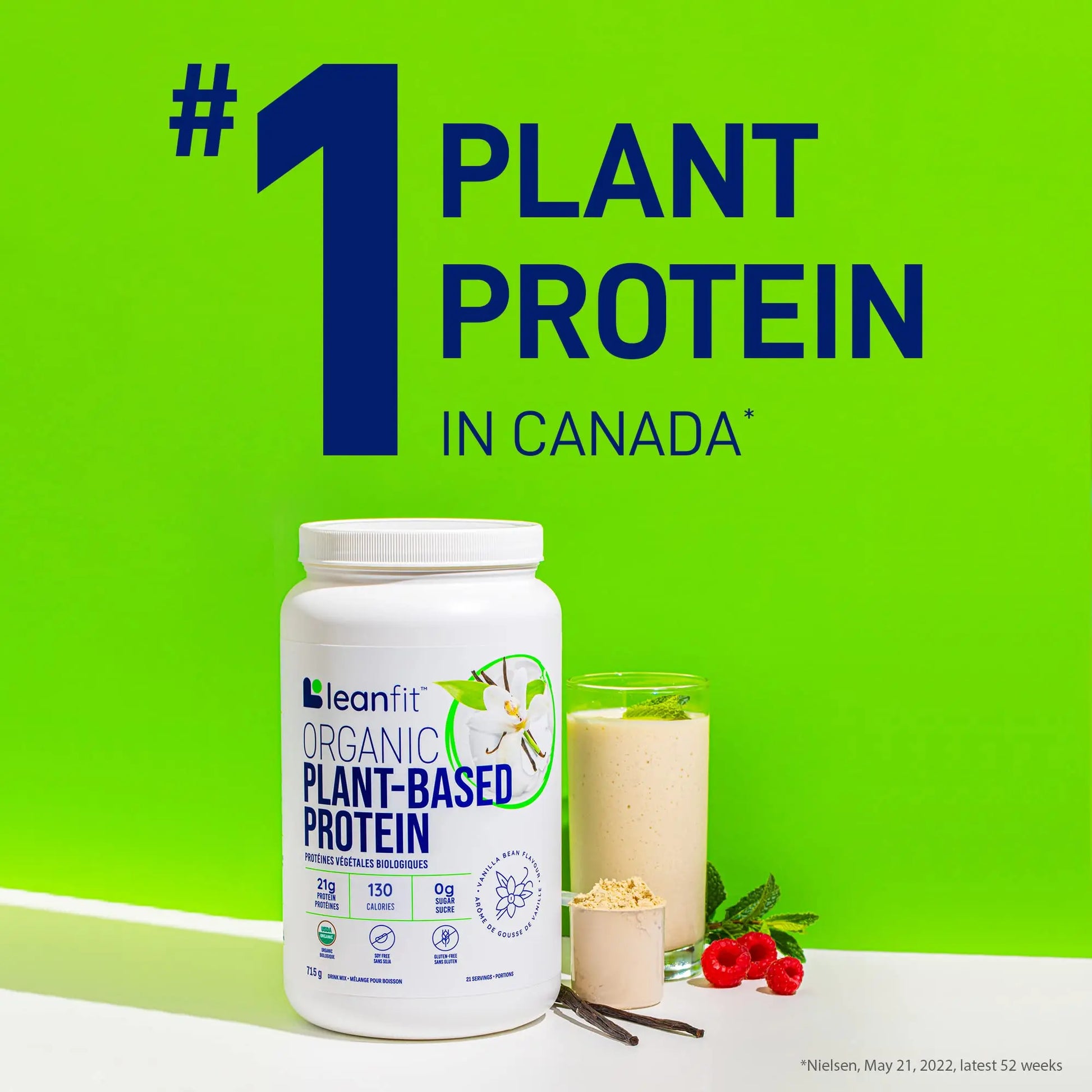 LeanFit Organic Plant-Based Protein, Natural Vanilla Flavor, 21g Vegan Protein, 19 Servings LeanFit Au supplements