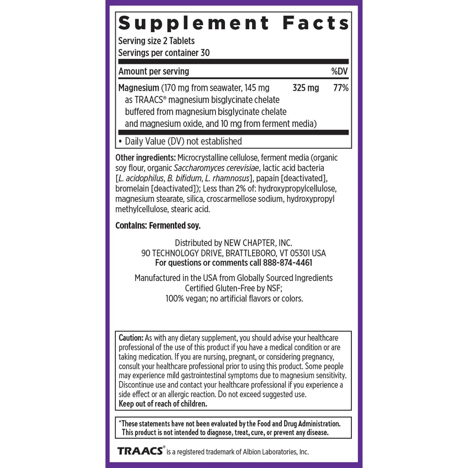New Chapter Magnesium Complex Supplement, 325mg with Magnesium Glycinate + Sea-Sourced + Fermented Forms for Heart, Bone, Nerve, Muscle & Cellular Energy, 100% Vegan, 60 Tablets New Chapter Au supplements