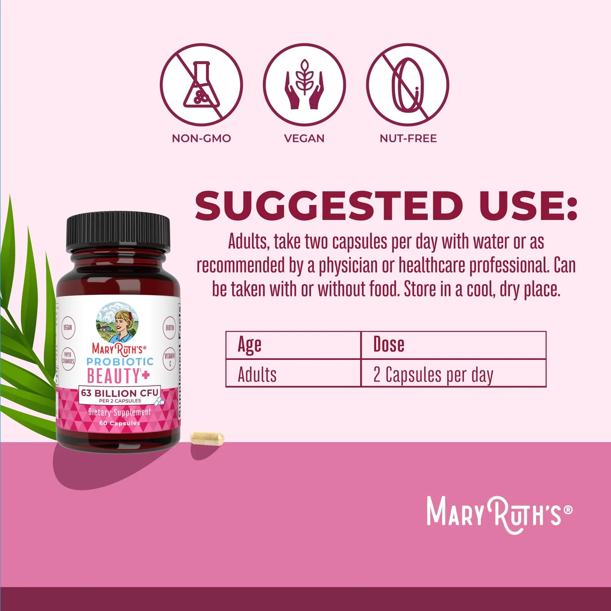 MaryRuth Organics Probiotic Beauty Capsules | Vegan Collagen Support | Anti Aging | Gut Health | Hair Skin and Nails Vitamins | Skin Care MARYRUTH'S Au supplements