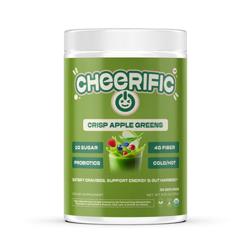 Cheerific Green Apple Bliss Superfood Powder - 20+ Organic Superfoods + Prebiotic & Probiotics + More - Keto Friendly - Supports Positive Mood, Gut Health - Vegan, Gluten Free, Non-GMO - 30 Day Supply Cheerific Au supplements