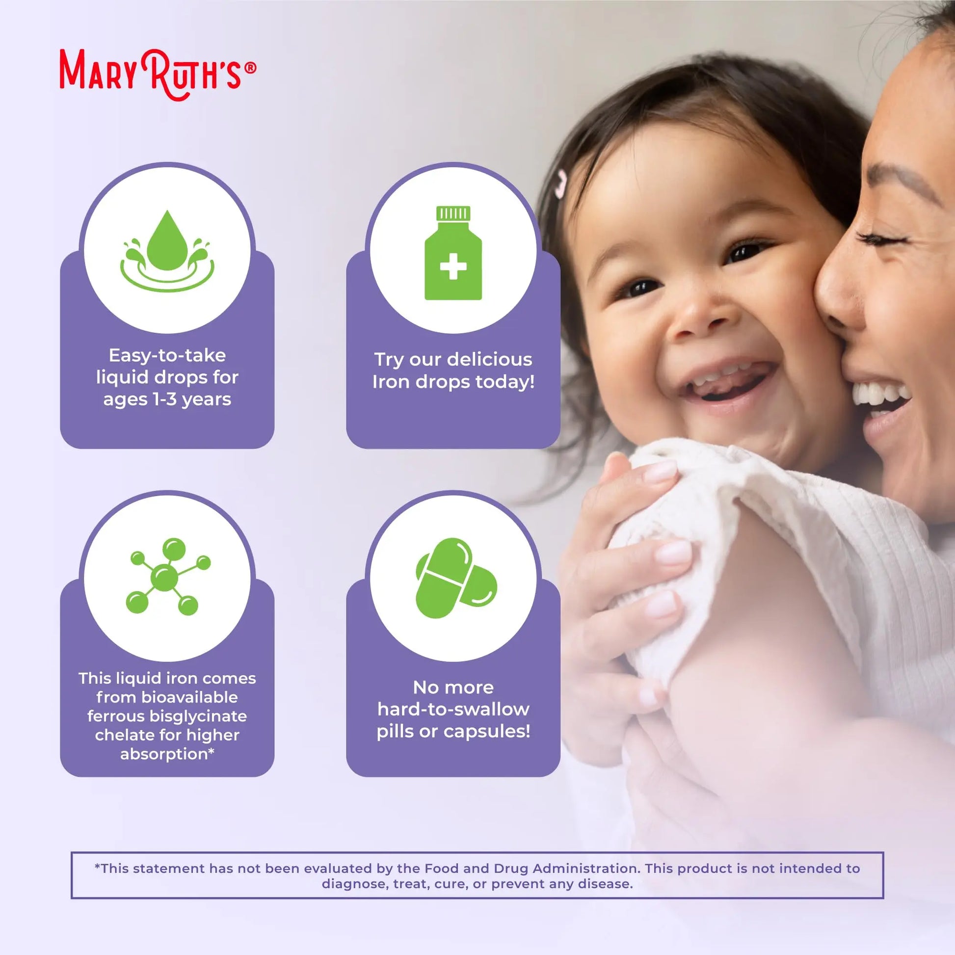 MaryRuth's Iron Supplement for Toddlers | Liquid Iron Supplement for Children Ages 1-3 | Iron Supplement for Iron Deficiency | Ferrochel | Sugar Free | Vegan | Non-GMO | Gluten Free | 2 Fl Oz MARYRUTH'S Au supplements