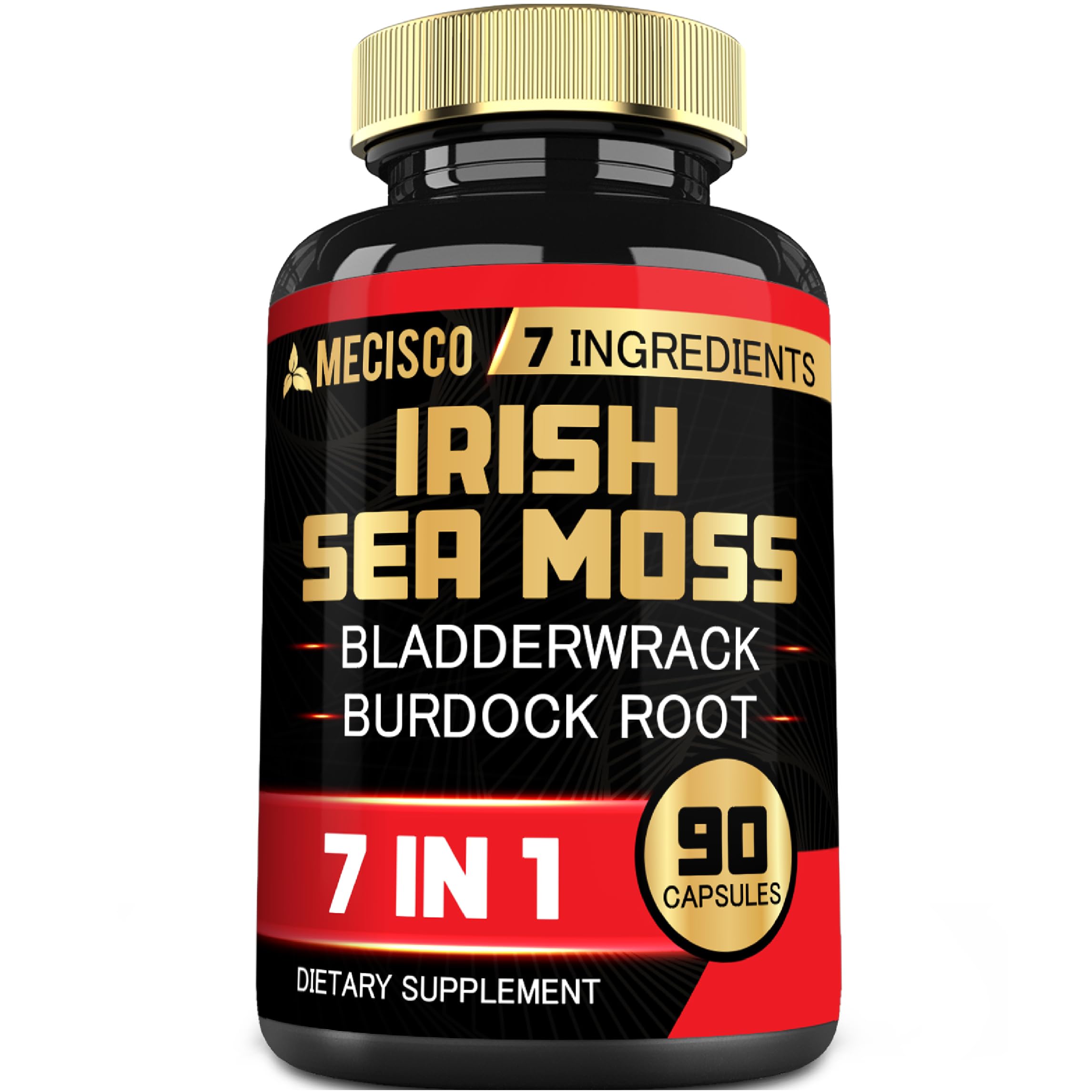 7in1 Irish Sea Moss Capsules 6750 Mg with Organic Bladderwrack & Burdock Root, Turmeric, Apple Cider Vinegar - Raw Seamos Pills for Hair, Skin, Thyroid Healths - 90 Caps for 3-Month Supply Mecisco Au supplements