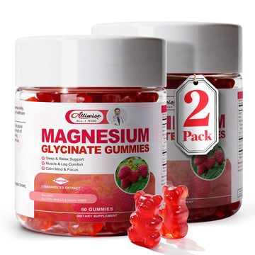 2pack Magnesium Glycinate Gummies 600mg for Sleep & Calm, Sugar Free Magnesium Gummies for Adults with Vitamin D3, Tart Cherry & Chamomile,Clump-Resistant Formula, Third-Party Tested, 120 Count Alliwise Au supplements