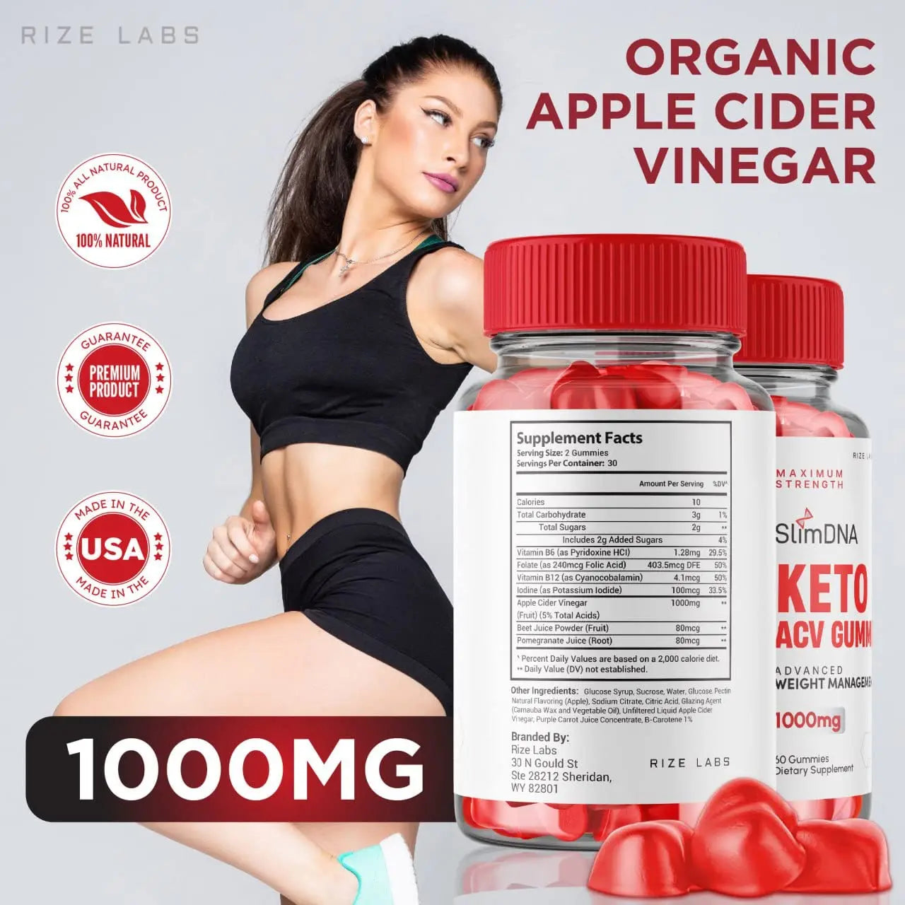 rize labs (2 Pack) SlimDNA Keto Gummies - ACV for Advanced Weight Loss with Apple rize labs Au supplements