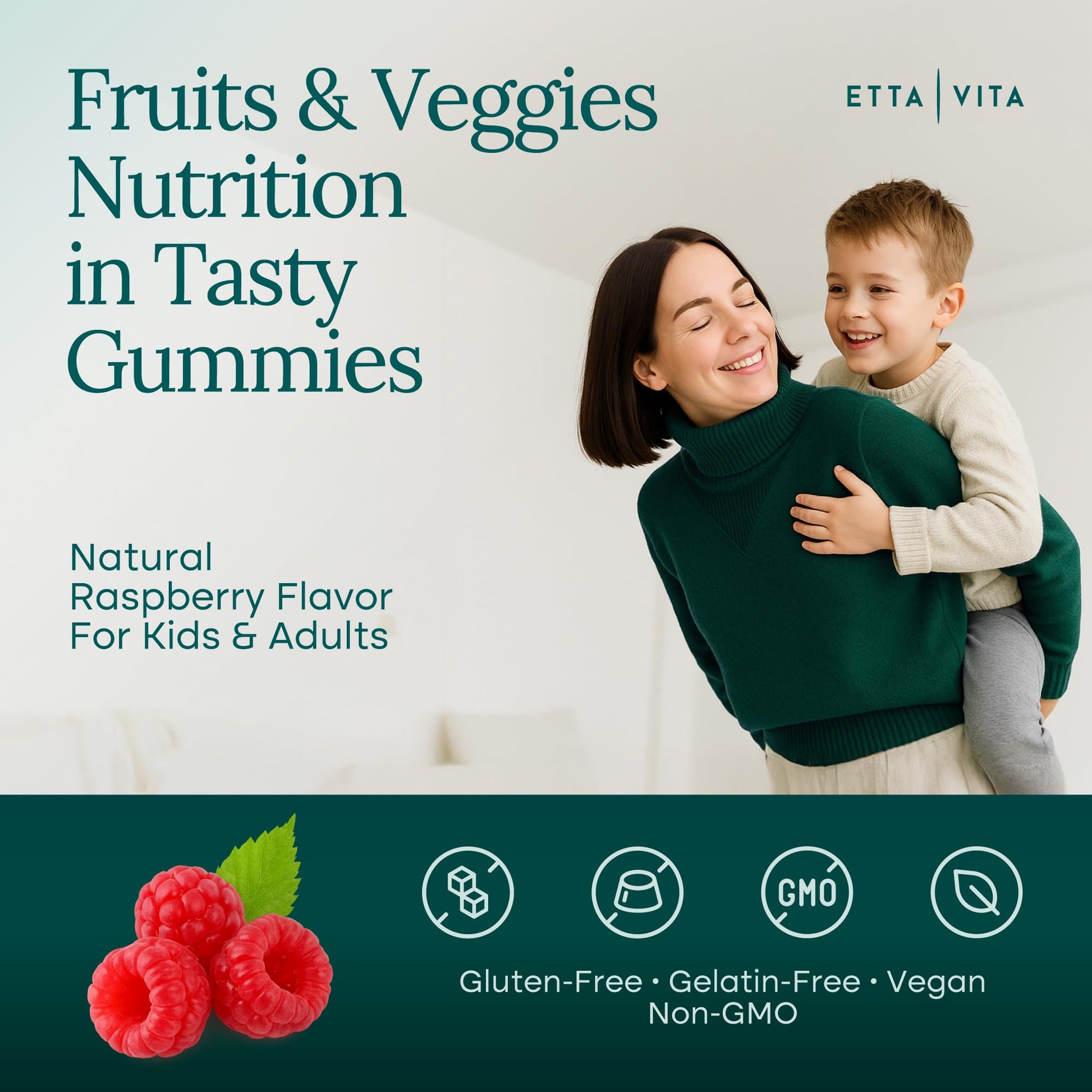 Everyday Debloat & Detox Sugar-Free Fruits and Veggies Gummies - Energy Support with Superfood Fruit and VegetableSupplement (120 Chews) Cruelty-Free, Vegan, Gluten-Free, Fruit and Vegetable Vitamin Etta Vita Au supplements