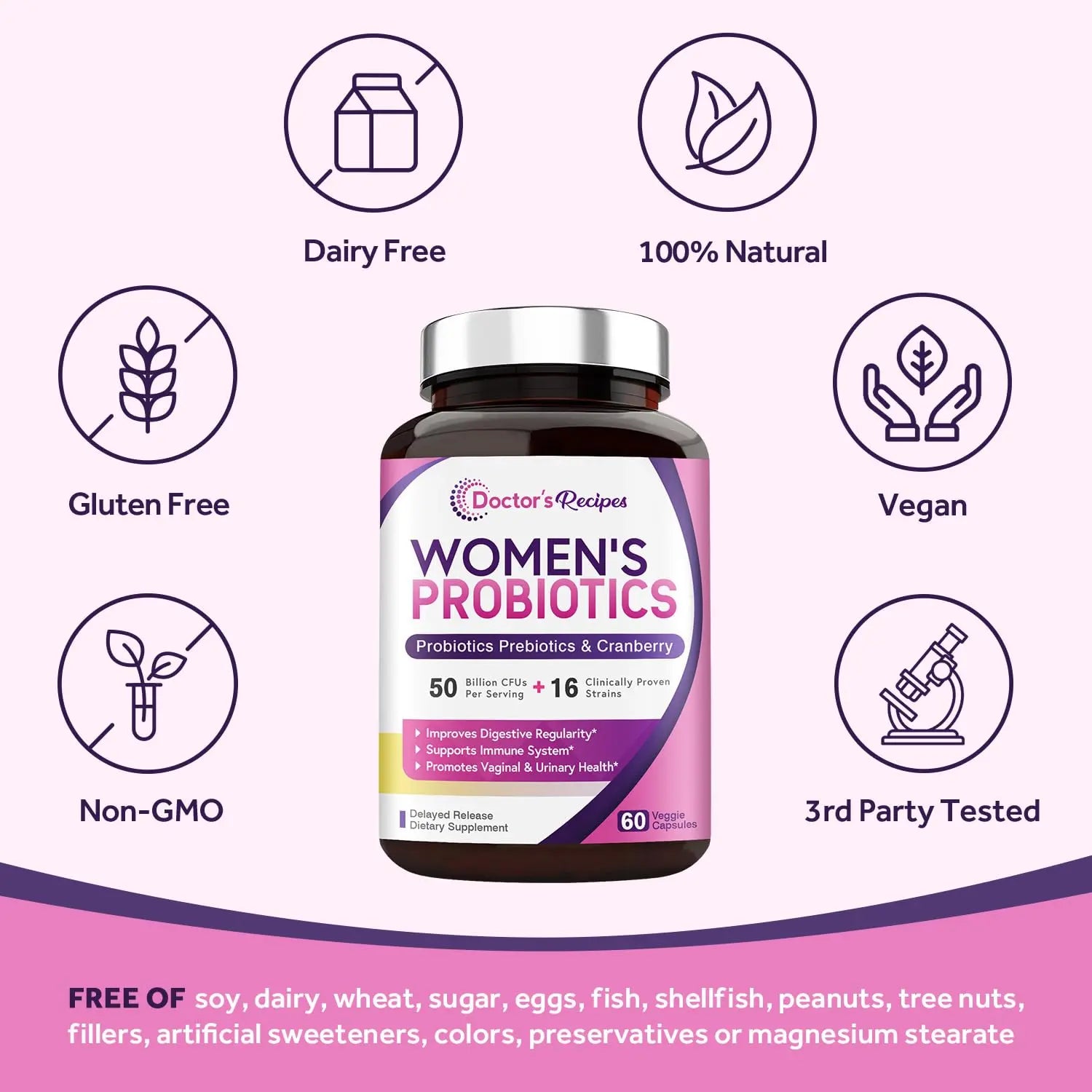 Doctor's Recipes Women's Probiotics, 50 Billion CFU 16 Strains, with Organic Prebiotics Doctor's Recipes Au supplements