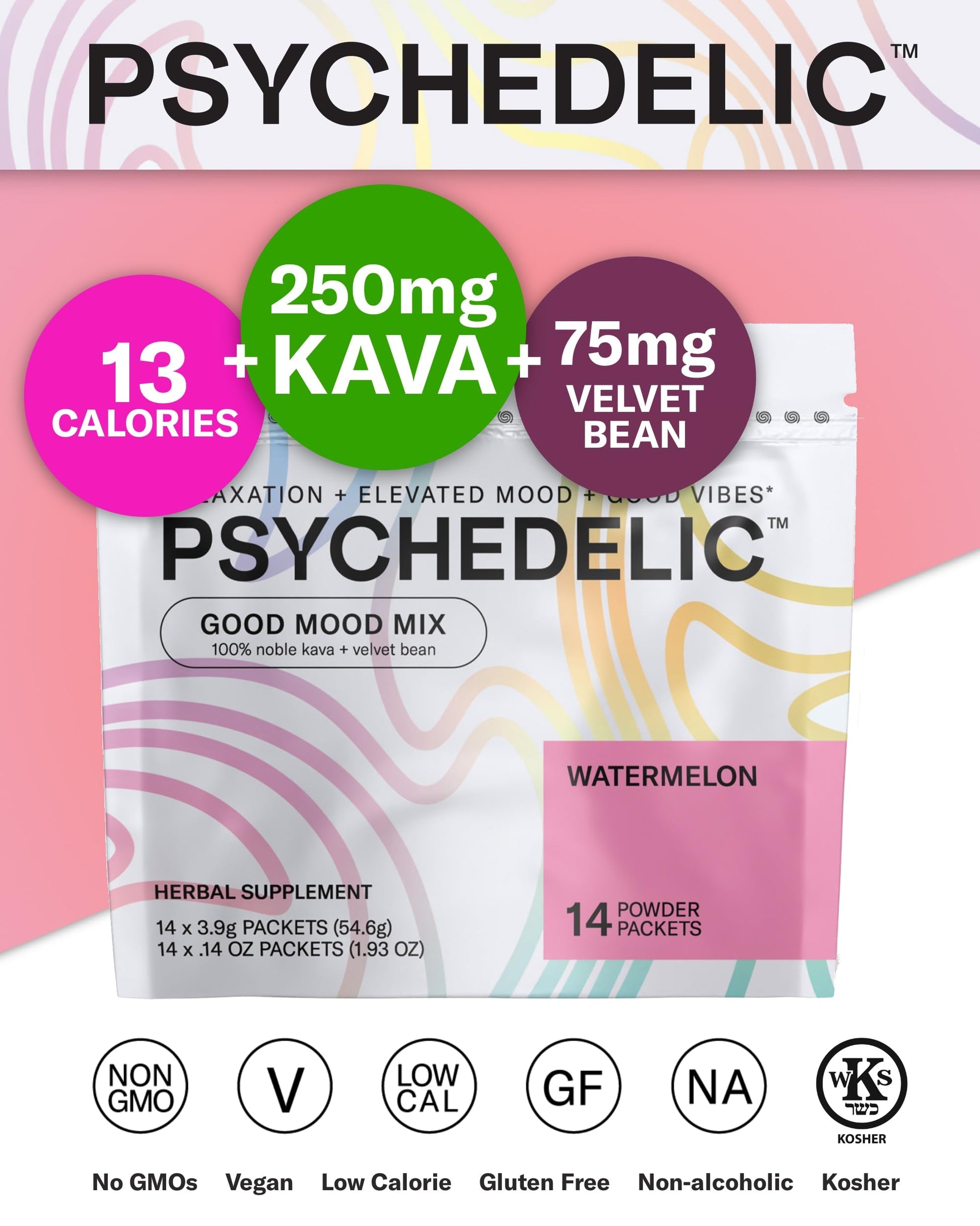 Good Mood Mix - Watermelon - Powder Packets - Calming Kava Drink Mix - Easy Open Psychedelic Water Au supplements