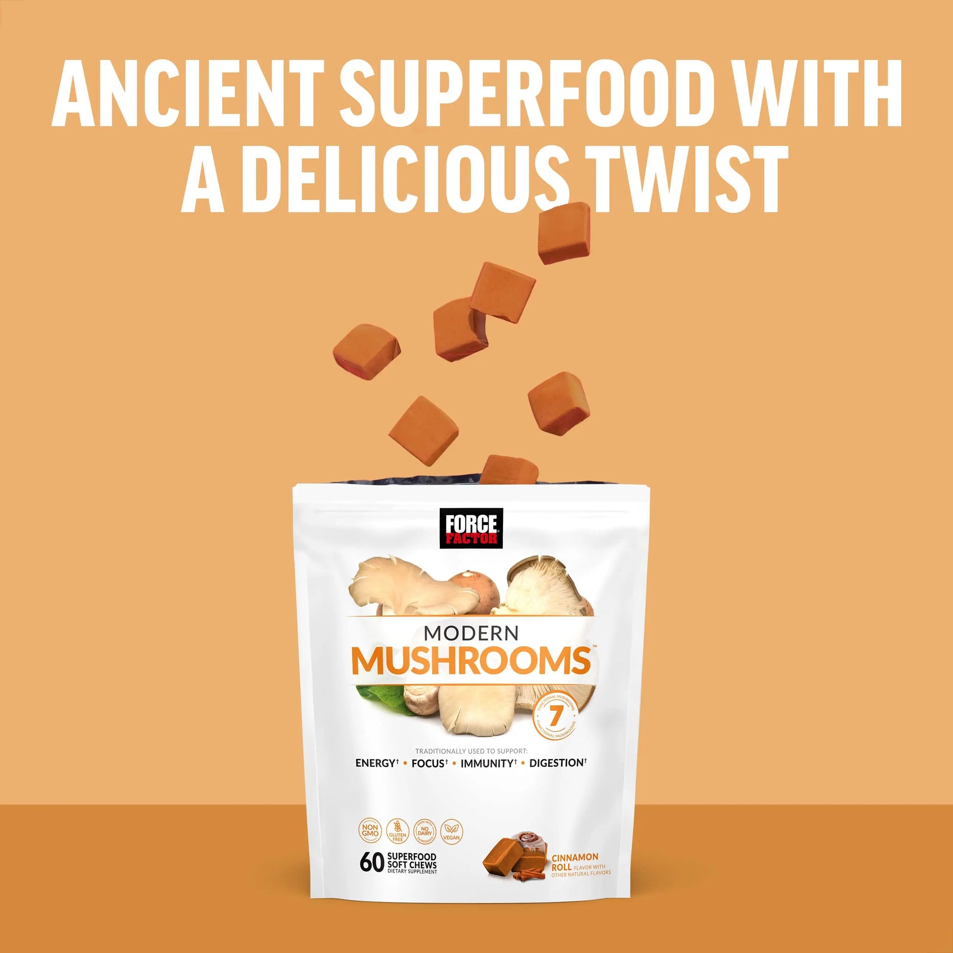 FORCE FACTOR Modern Mushrooms Soft Chews, Mushroom Supplement with Lions Mane Force Factor Au supplements