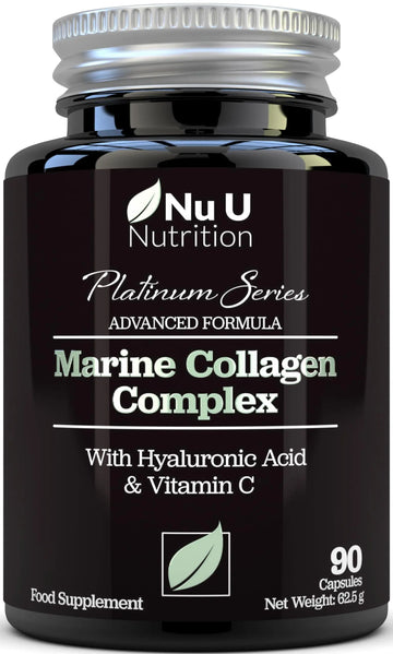 Marine Collagen with Hyaluronic Acid, Vitamin C - 90 Hydrolysed Capsules (not Tablets Nu U Nutrition Au supplements