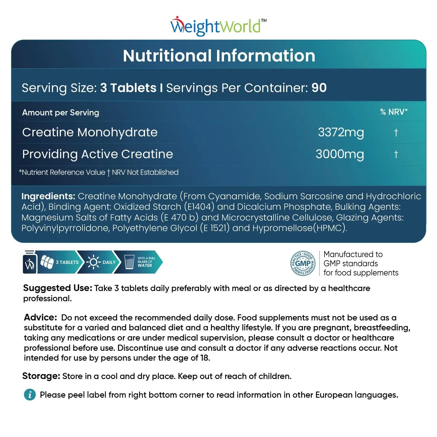 Creatine Monohydrate 3000mg - 270 Tablets - Gym Energy Supplement for Men & Women WeightWorld Au supplements