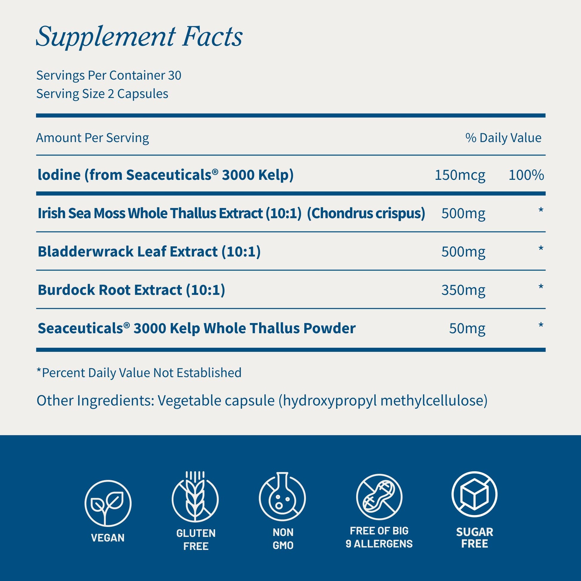 Snap Supplements Irish Sea Moss with Bladderwrack, Burdock Root & Iodine – Natural Sea Moss Supplement to Support Gut Health, Energy & Healthy-Looking Skin, 60 Vegan Capsules (1 Month Supply) Snap Supplements Au supplements