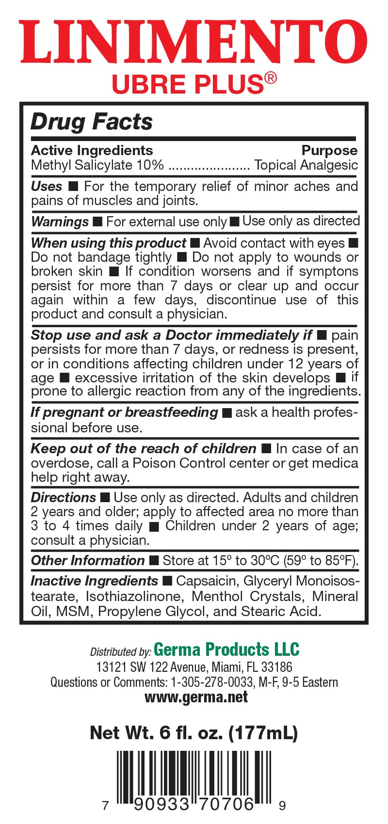 Germa Liniment Udder Plus. Natural Topical Analgesic Ointment. Relief for Pain and Aches in Joints and Back. With Chile Extract. 6 oz. Pack of 3 Germa Au supplements