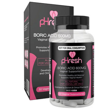 ACE NUTRITION pHresh Boric Acid Suppositories for Women, Suppositories for Odor Use, Natural Feminine Care Supports Vaginal Health & Promotes Healthy pH Balance - Made in USA ACE NUTRITION Au supplements