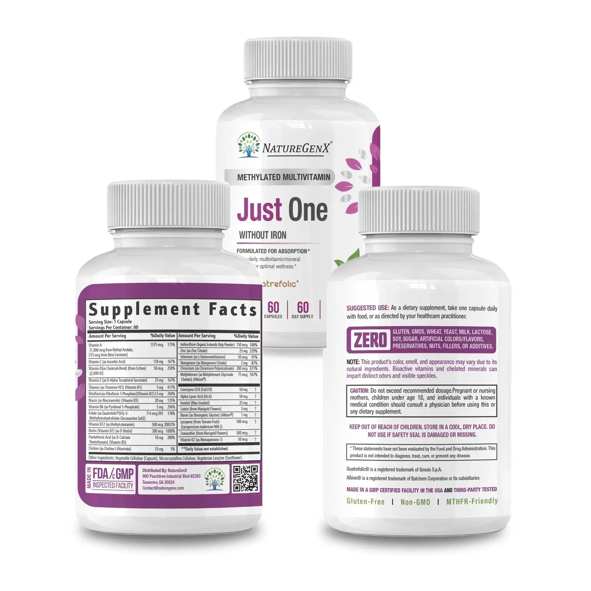 NatureGenX Just One Daily Methylated Multivitamin - 60 Caps Pure Methyl B12, Methylfolate MTHFR Support Supplement Iron Free Methylated Vitamins NatureGenX Au supplements