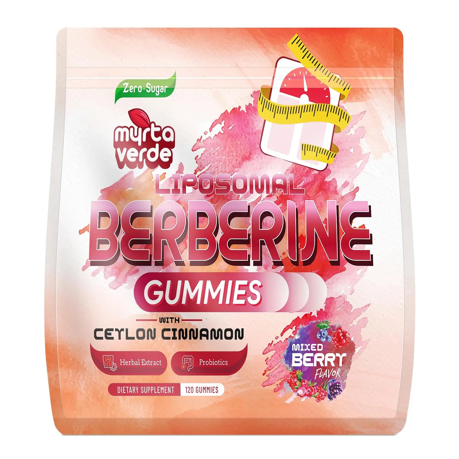 2000mg Liposomal Berberine Supplement Gummies | High Potency Berberine HCI Activates AMPK with Ceylon Cinnamon | Advanced Absorption | Zero Sugar Mixed-Berry | 120 Count Myrtaverde Au supplements