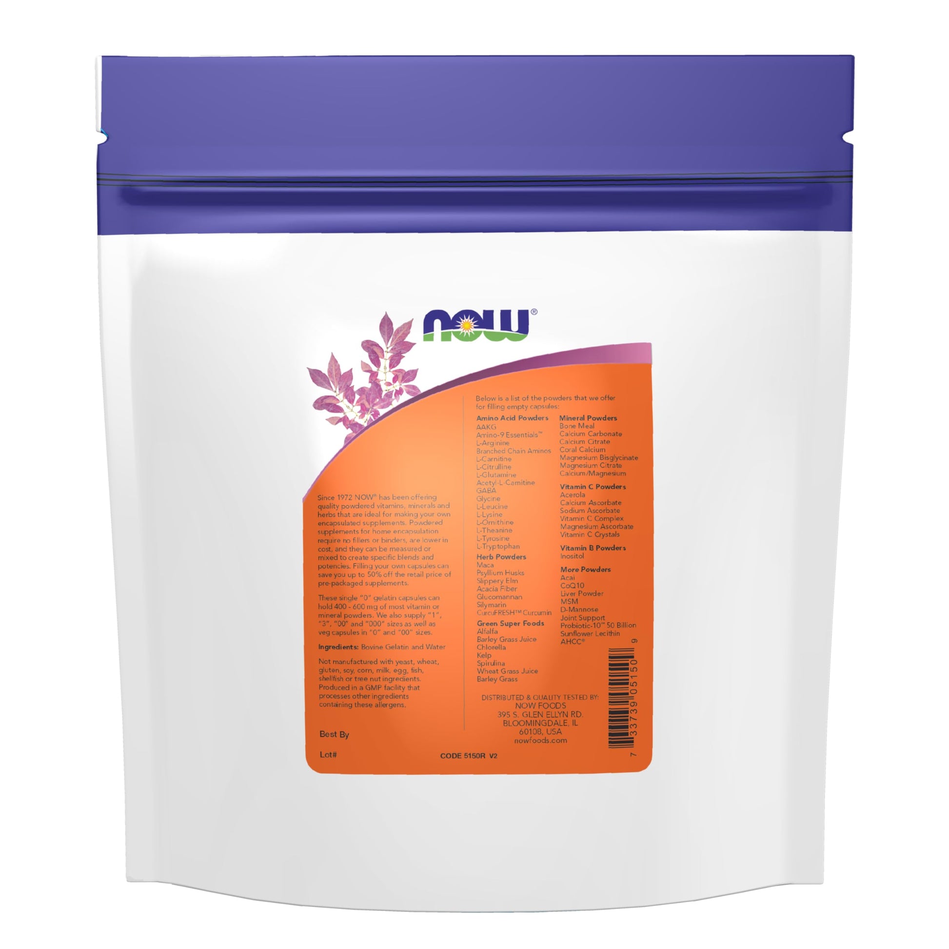 NOW Foods Supplements, Empty Gelatin Capsules, Single "0", Bovine Sourced, Filled by Weight, 1,000 Gel Capsules NOW Foods Au supplements