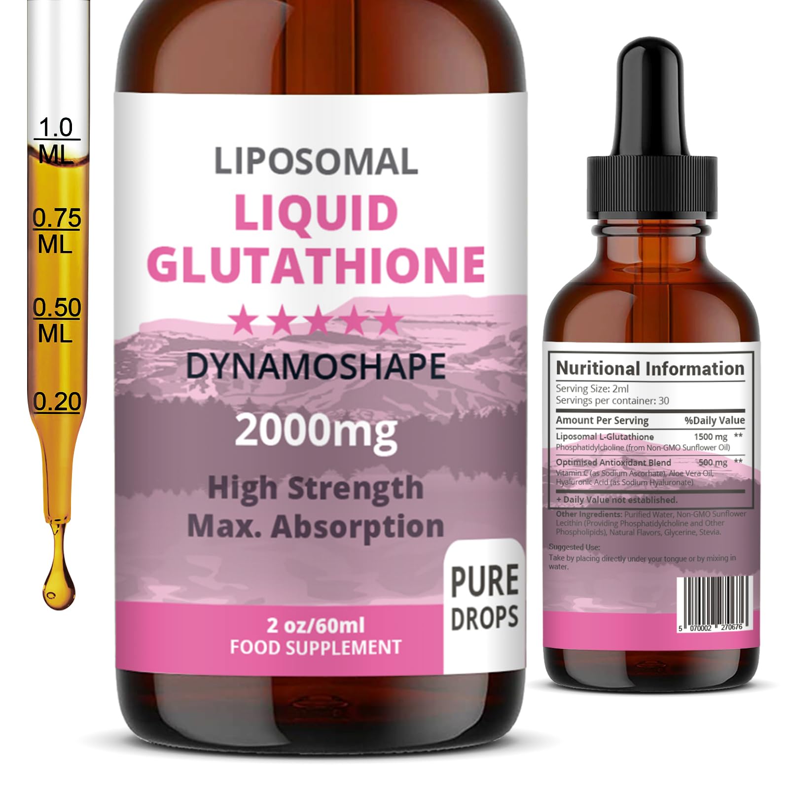 Liposomal Glutathione 2000mg with Vitamin C, Oral Glutathione Liquid, Antioxidant Supplement for Detox, Superior Absorption, Higher Dosage (Pack of 1) baanaas For Babies to Nanas Au supplements