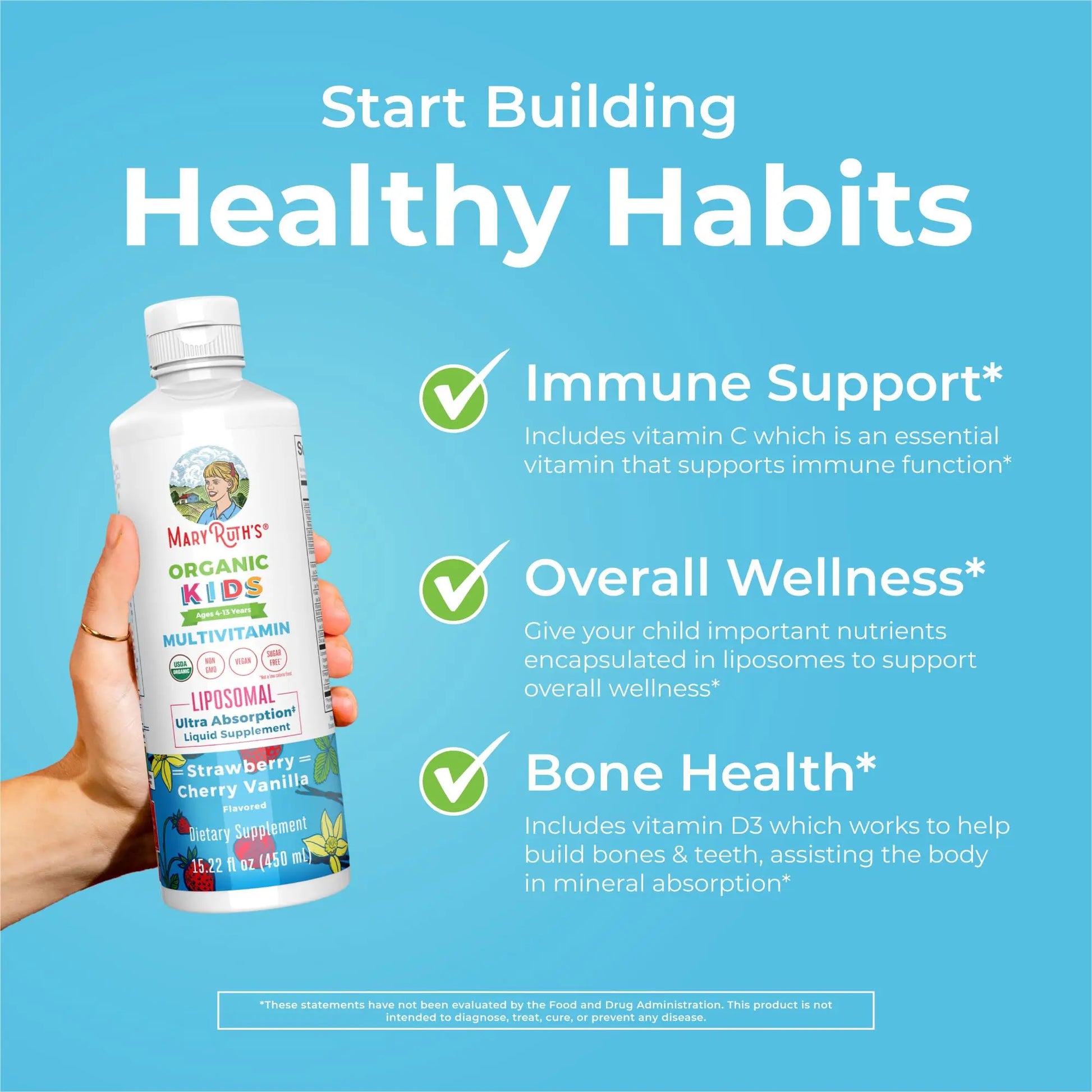 MaryRuth Organics Kids Multivitamin Liposomal | Vegan, Sugar-Free Vitamins for Kids | Ages 4+ | 2 Month Supply | 15.22 Fl Oz MaryRuth Organics Au supplements