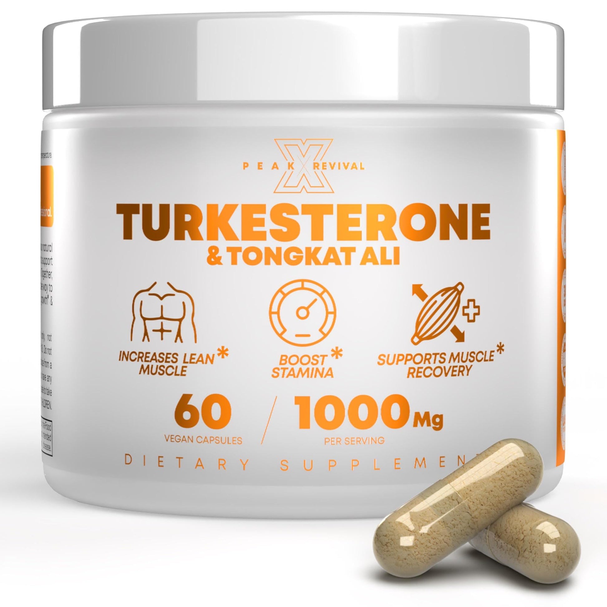 Peak Revival-X Turkesterone & Tongkat Ali 1000mg Supplement - 500mg Ajuga Turkestanica Per Serving Increase Stamina, Lean Muscle Growth & Recovery - Made in The USA (60 Capsules) Peak Revival-X Au supplements