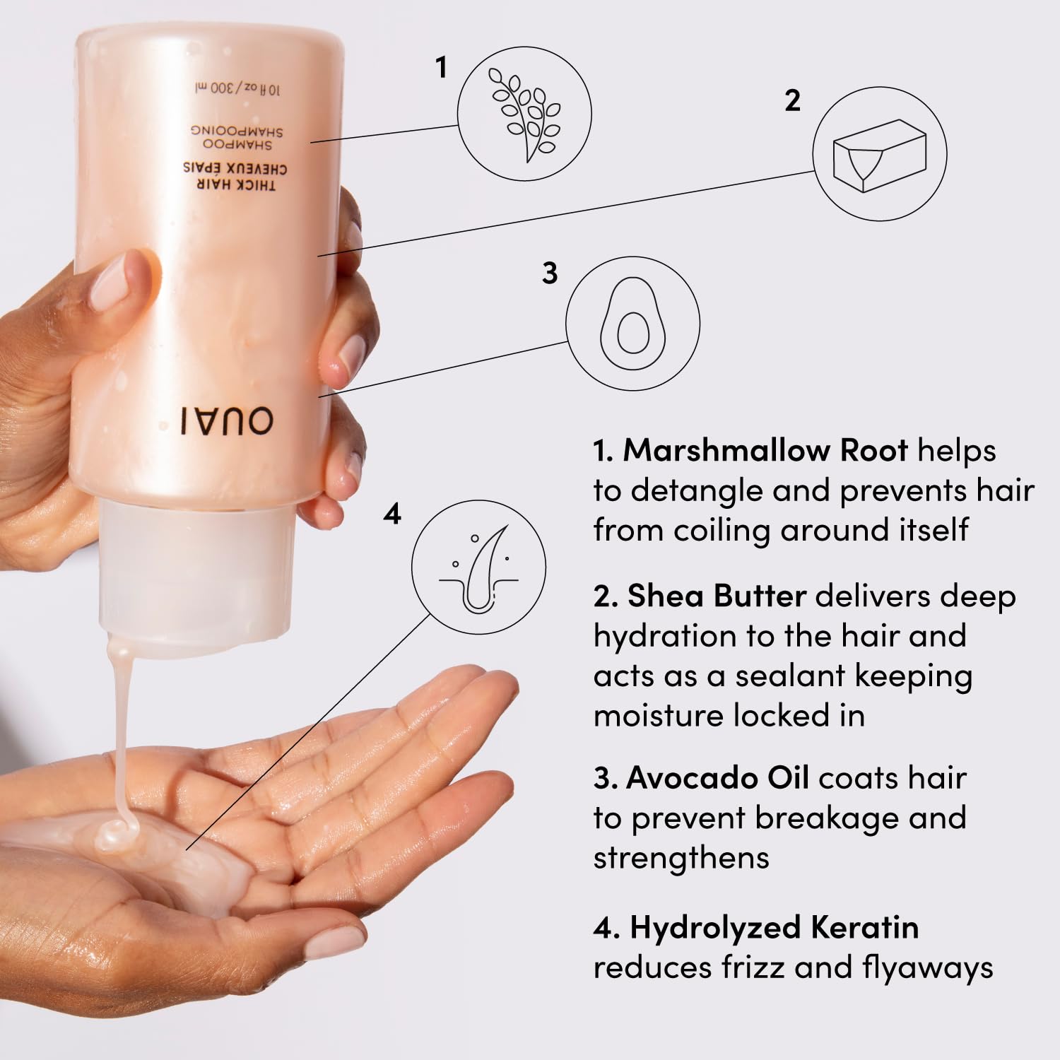 OUAI Thick Hair Shampoo and Conditioner Set - Sulfate Free Shampoo and Conditioner for Thick Hair Care - Moisturizes, Strengthens & Fights Frizz - Made with Keratin & Shea Butter (10 Fl Oz) OUAI Au supplements