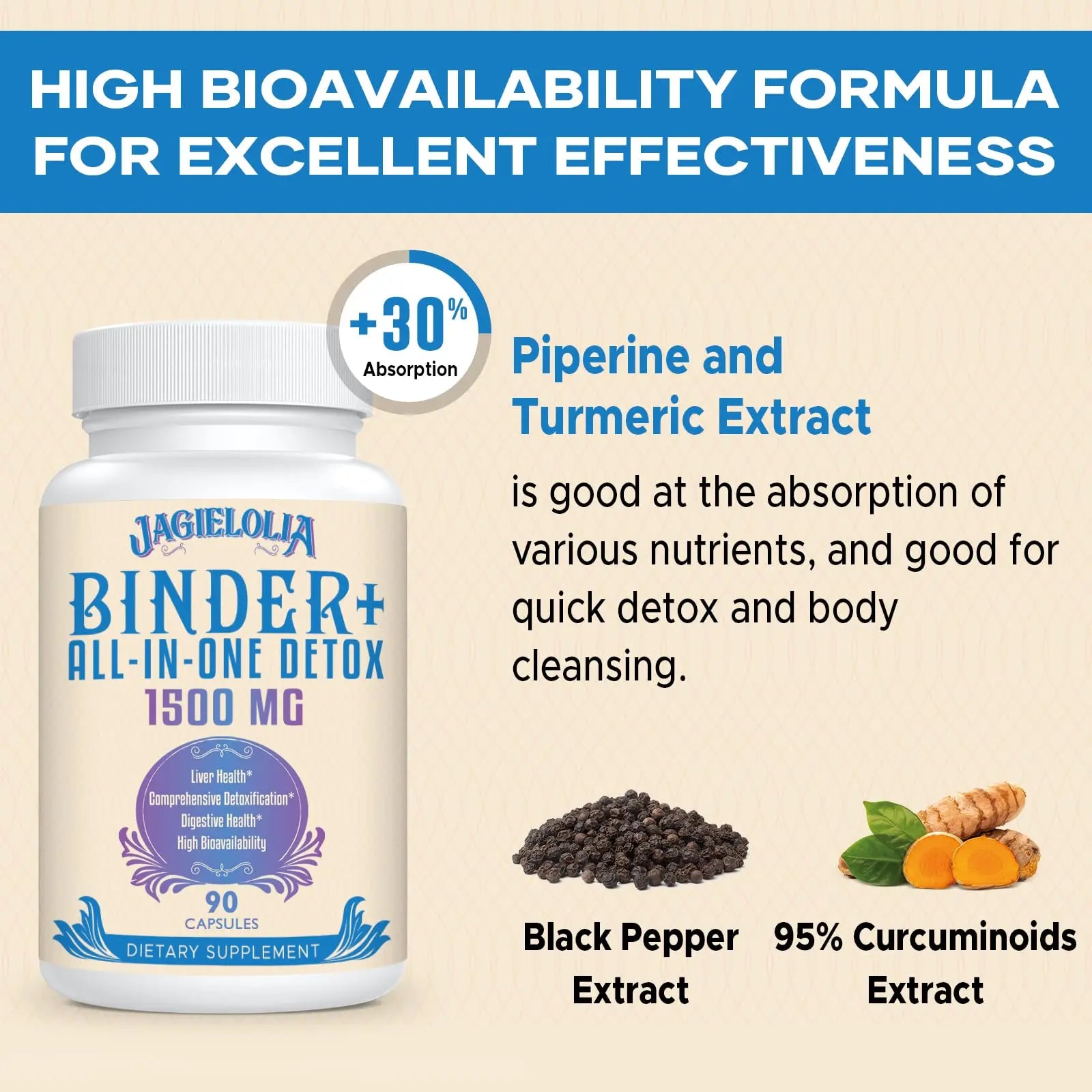 All-In-One Detox Binder Supplement 1500 MG - High Bioavailability, Liver Gut Detox Cleanse Jagielolia Au supplements