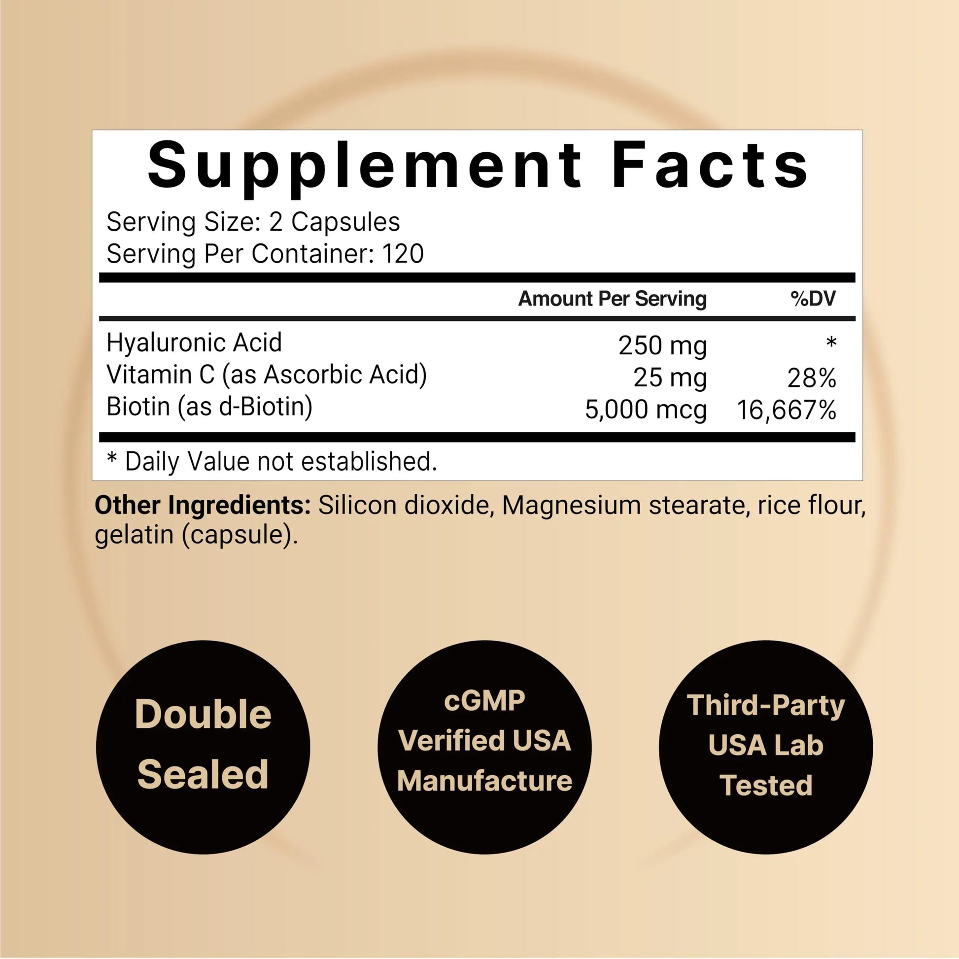 NatureBell Hyaluronic Acid Supplements 250mg | 240 Capsules, with Biotin 5000mcg NatureBell Au supplements