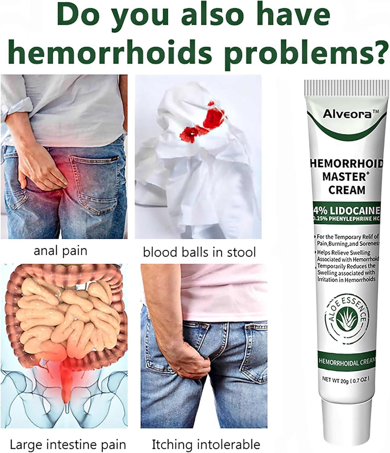 SOLUMIRA Perianal Care Cream, Hemorrhoid & Fissure Ointment with 4 Applicators, Relief Anal Pain, Itching, Swelling, Discomfort, Natural Herbs Fast Acting Ingredients SOLUMIRA Au supplements