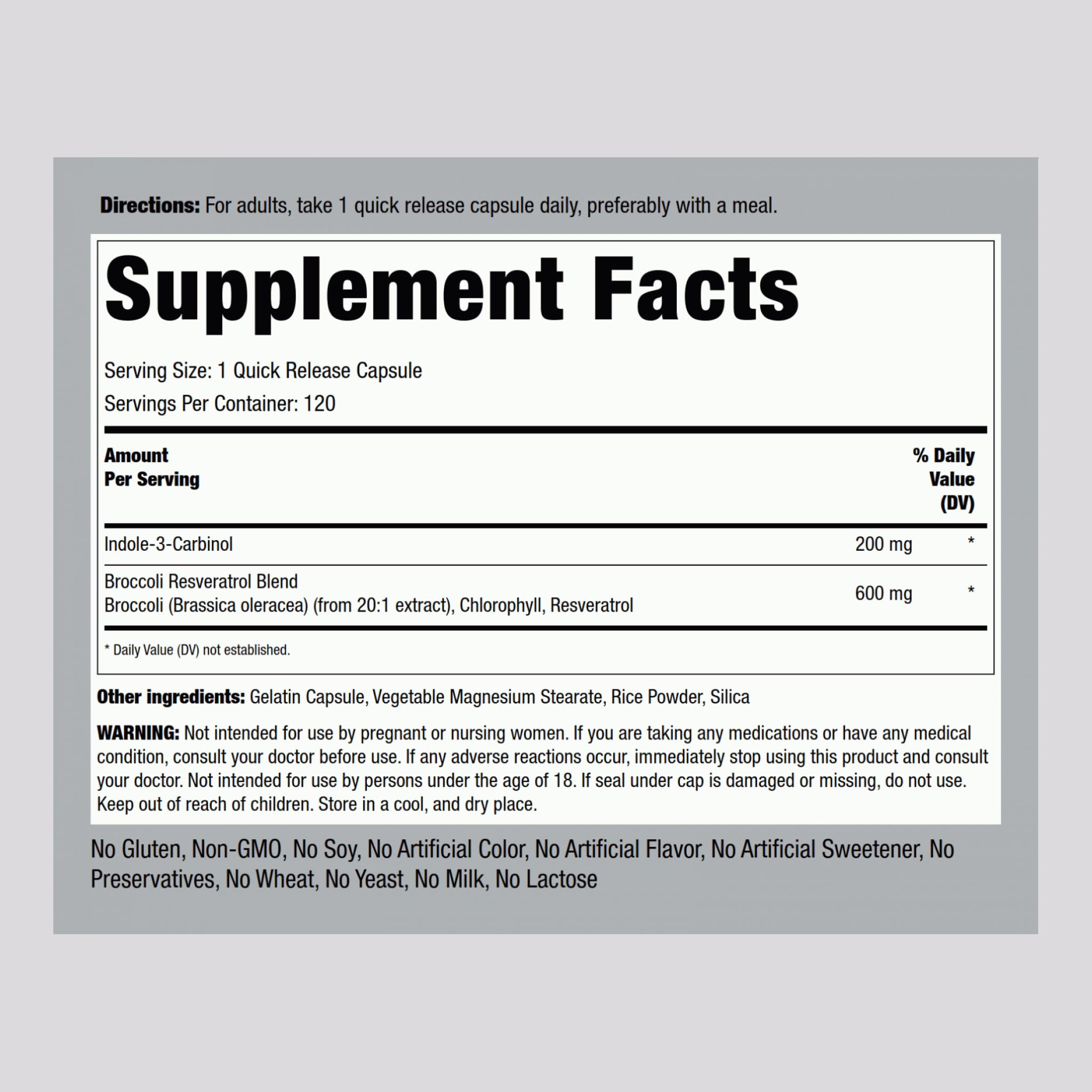 Piping Rock Indole 3 Carbinol | 200mg | 120 Capsules | I3C with Broccoli Extract | Non-GMO, Gluten Free Supplement Piping Rock Au supplements