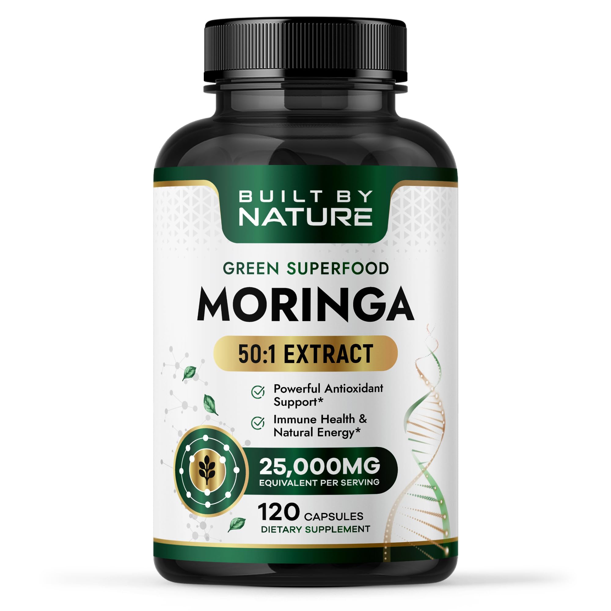Built by Nature Moringa – 500mg Pure Moringa Leaf Extract 50:1 per Serving – High Potency Moringa Supplement – 120 Capsules Built by Nature Au supplements