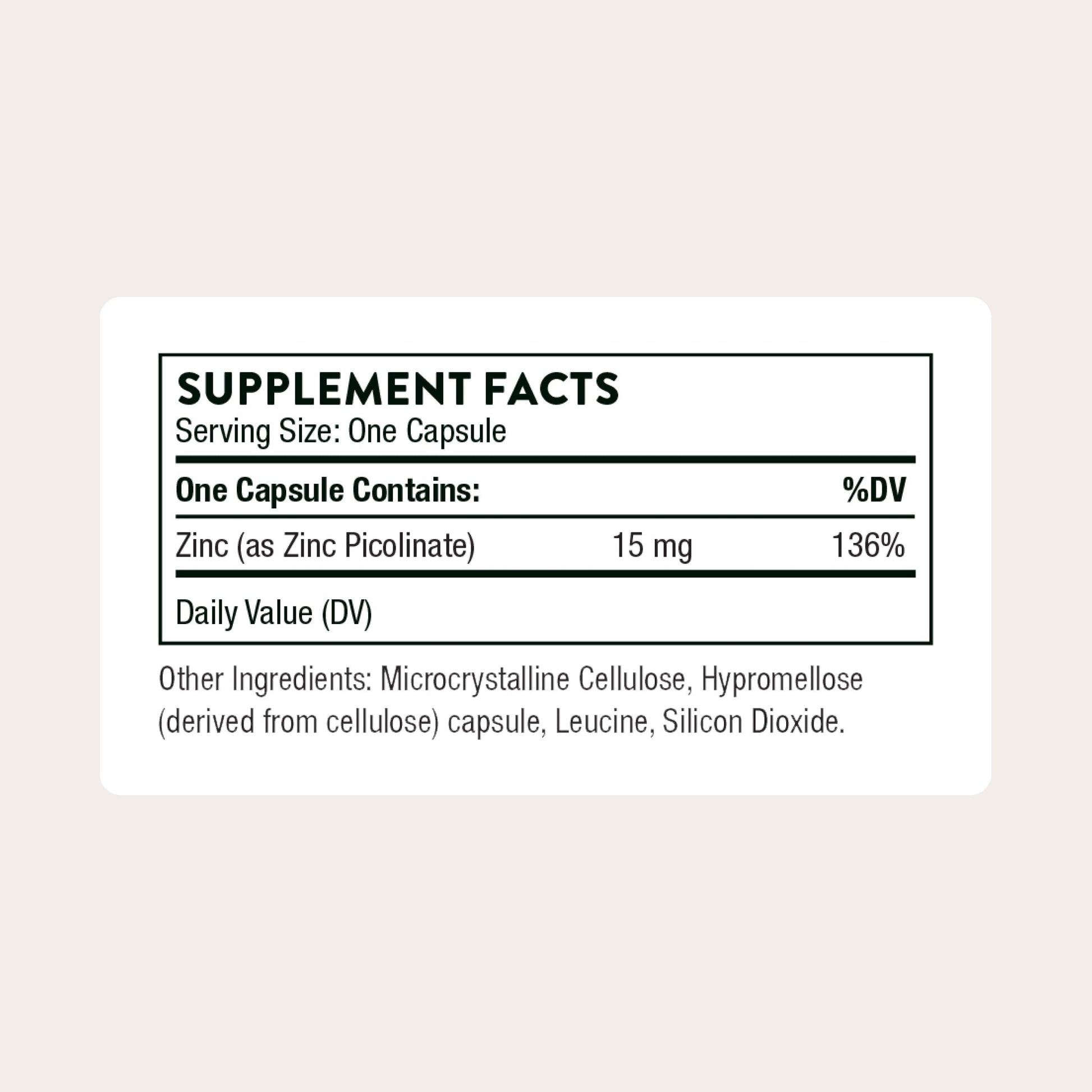 THORNE - Zinc Picolinate 15mg - Highly Absorbable Zinc Supplement - Supports Wellness, Immune System, Eye, Skin, and Reproductive Health* - Gluten-Free, Soy-Free, Dairy-Free - 60 Capsules THORNE Au supplements