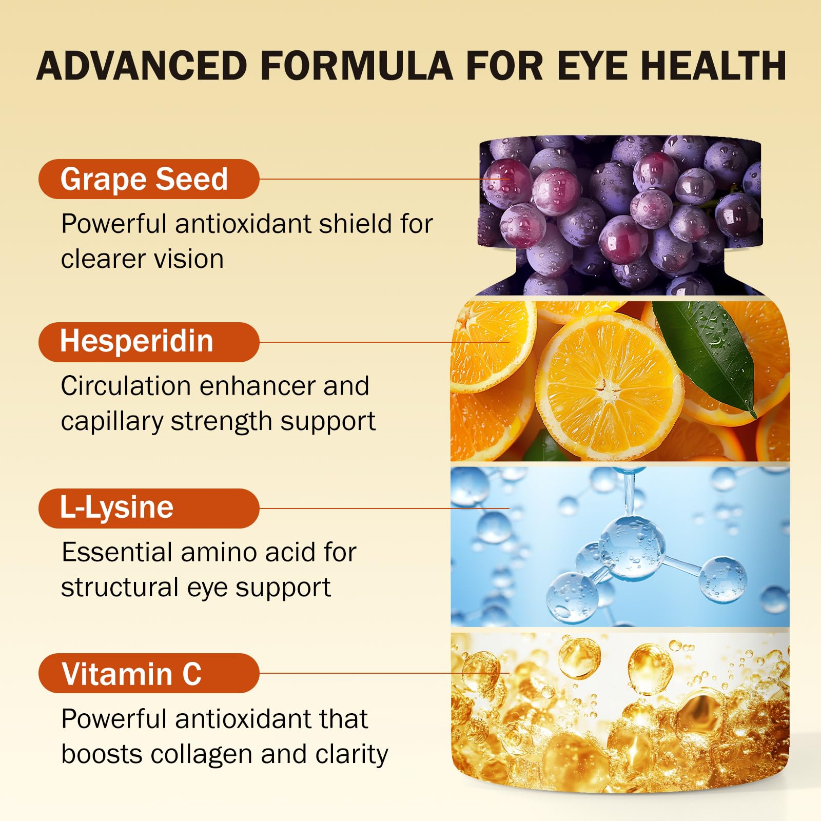 Besgiful Eye Supplement for Vitreous Health, Promotes Clear Vision, Improves Eye Strain & Dryness, Reduces Squiggly Lines, Eye Degeneration, Clear Eye Support, 90 Vegan Capsules Besgiful Au supplements