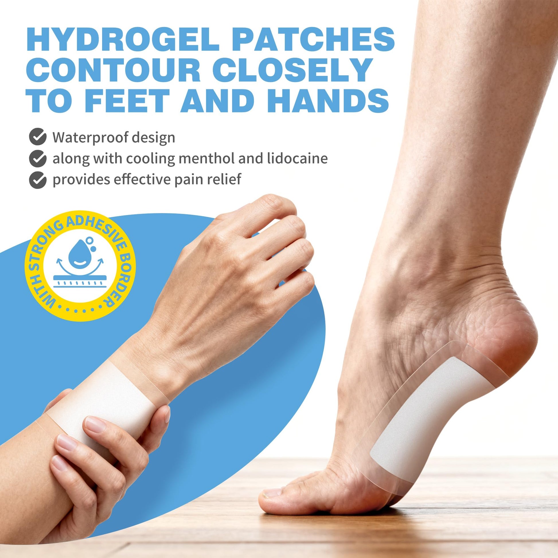 CARELAND Plantar Fasciitis Lidocaine Pain Patches with Hydrogel Technology- Waterproof with Sticky Border, 12 Hour Pain Relief - Contours to Your Foot - 16 Ct CARELAND Au supplements